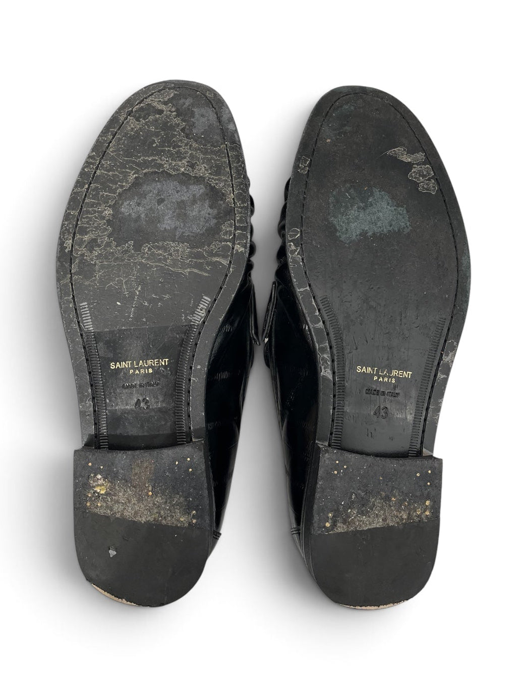 SAINT LAURENT/Loafers/EU 43/Leather/BLK/FOLDED LEATHER GOLD YSL view 5