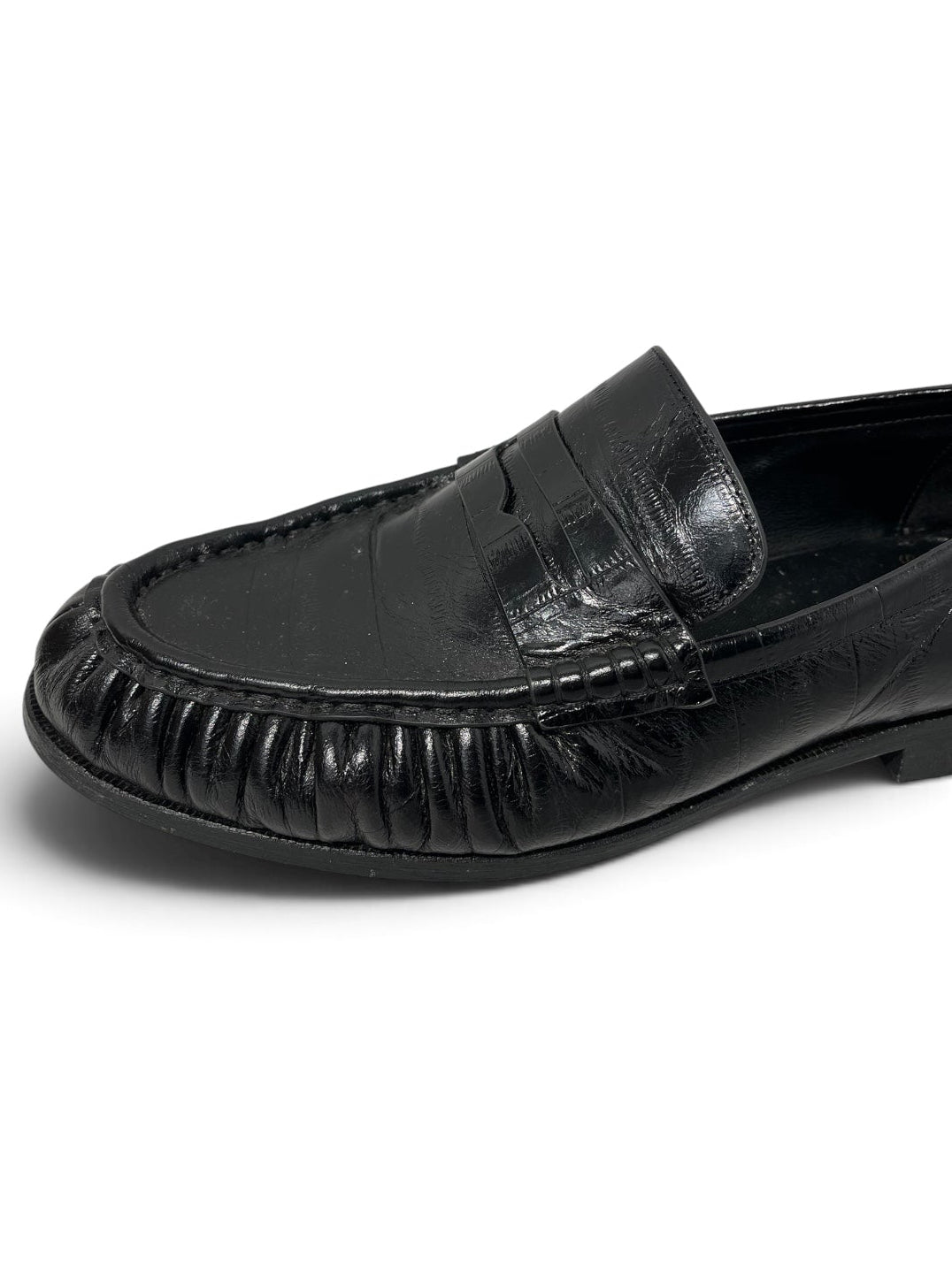 SAINT LAURENT/Loafers/EU 43/Leather/BLK/FOLDED LEATHER GOLD YSL view 6