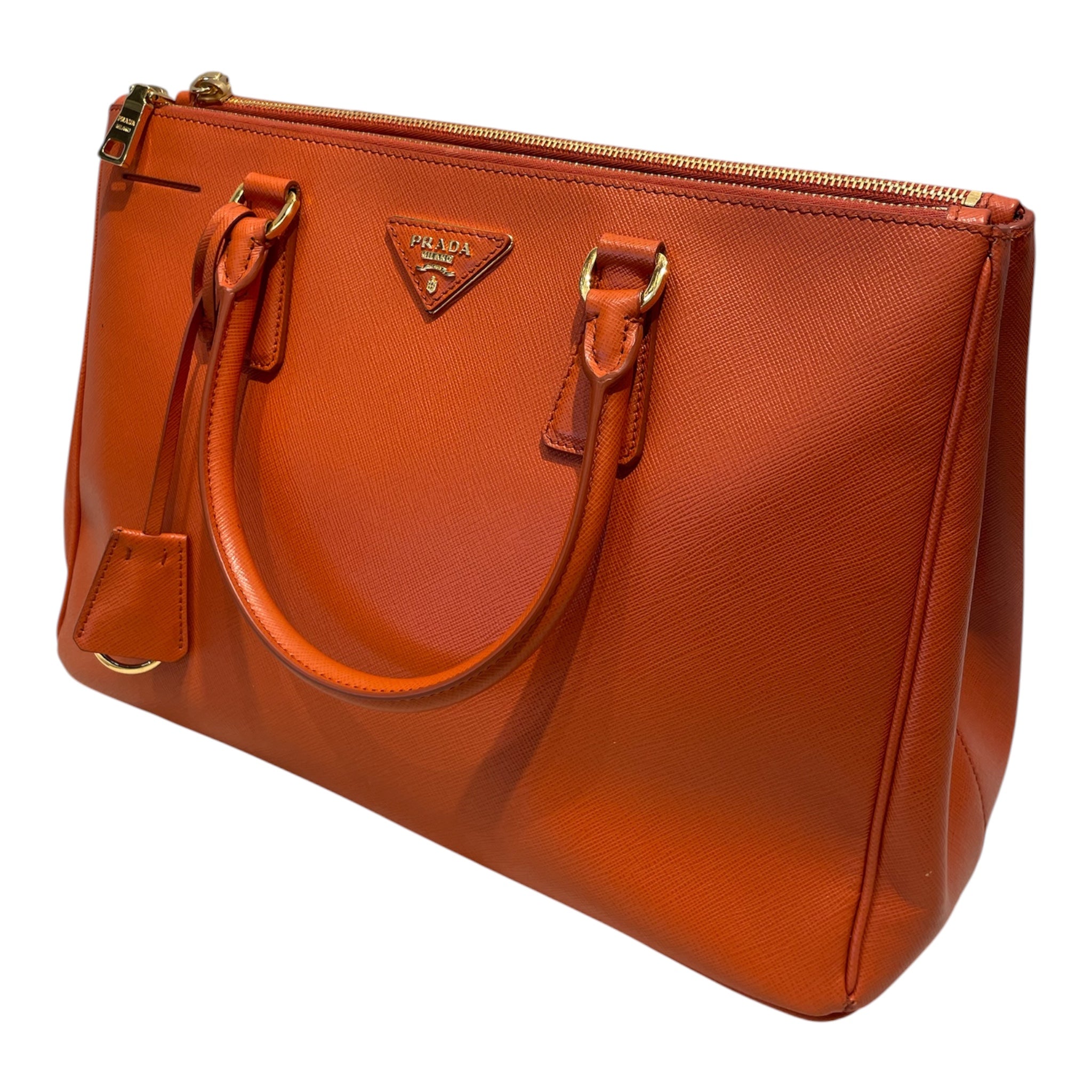 PRADA/Hand Bag/Leather/ORN/Saffiano Lux Galleria view 1
