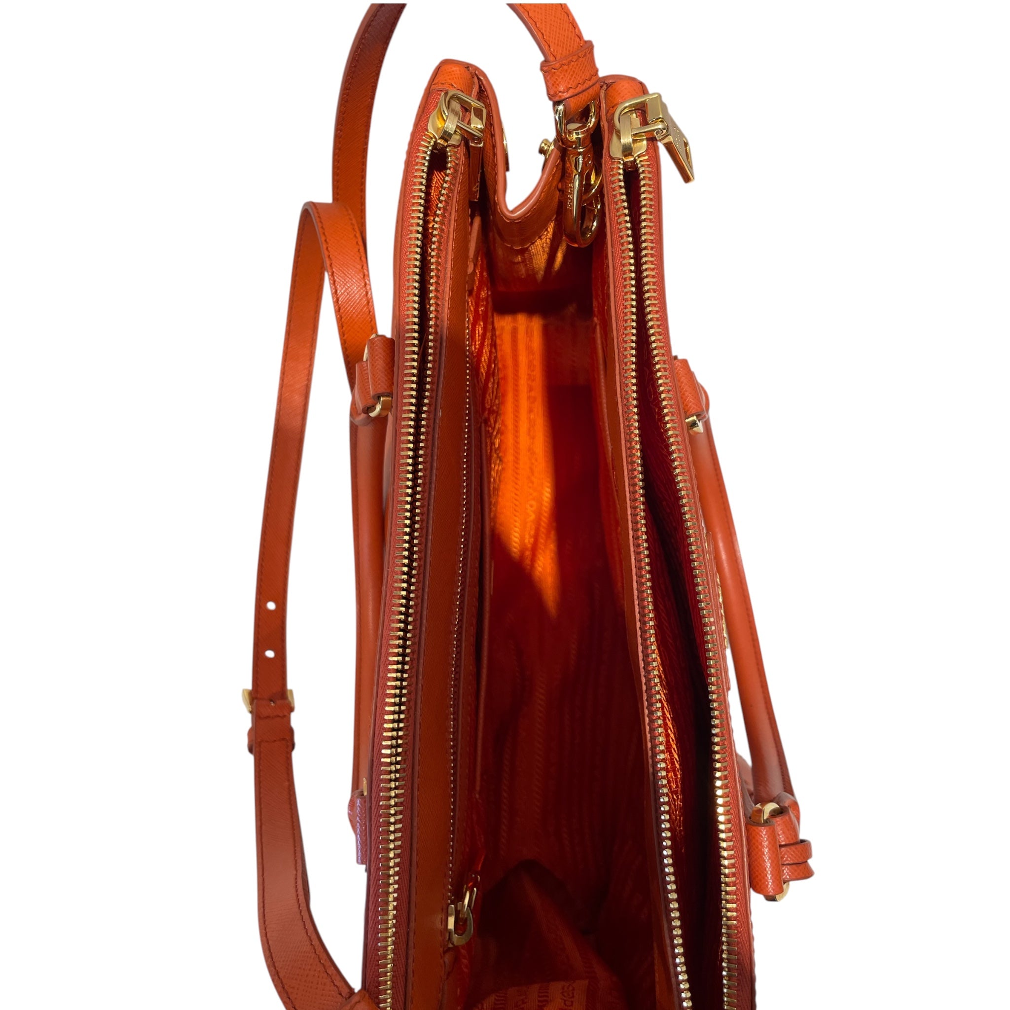 PRADA/Hand Bag/Leather/ORN/Saffiano Lux Galleria view 3