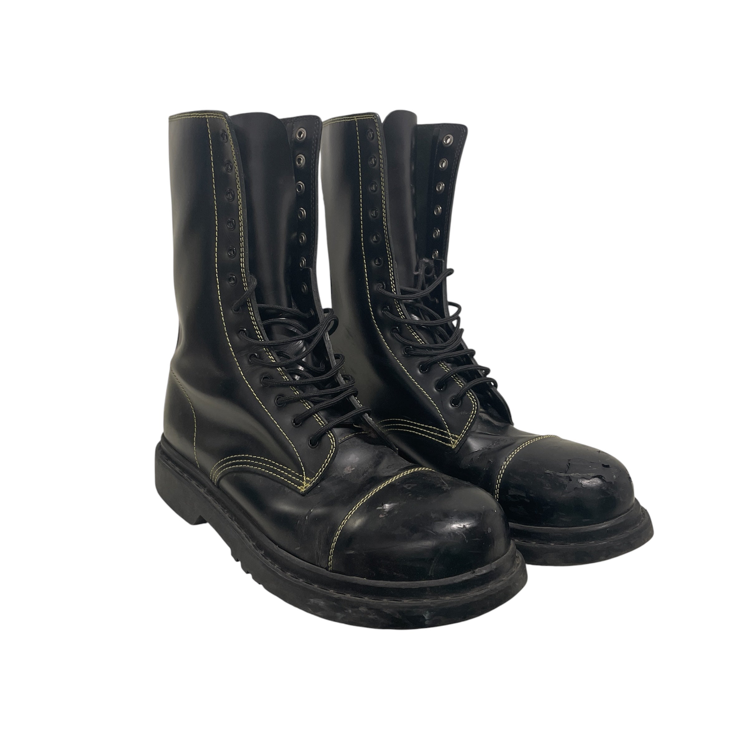 BALENCIAGA/Boots/US 11/Leather/BLK/yllw stitching view 1