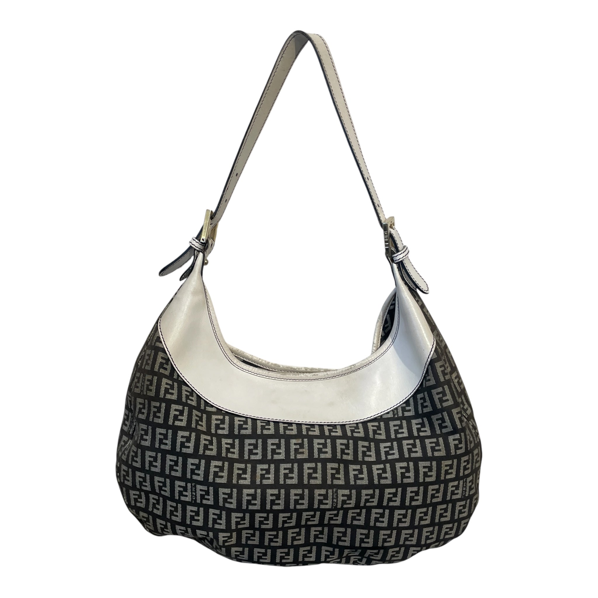 FENDI/Bag/Monogram/Cotton/BLK/ZUCCA HOBO/WHITE UPPER view 2