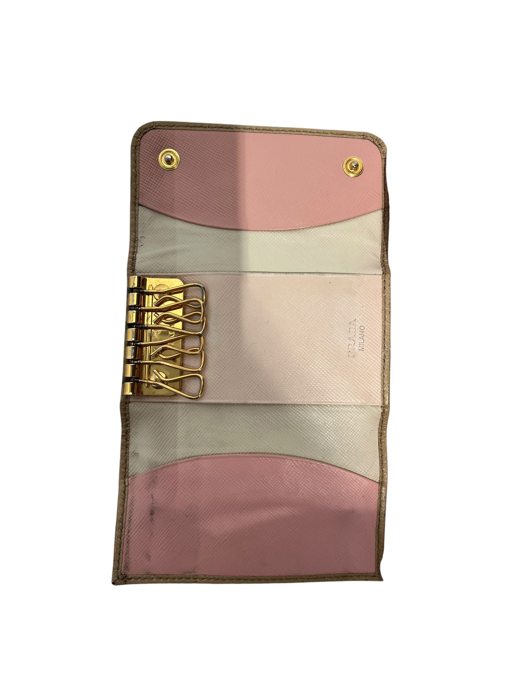 PRADA/Key Case/Leather/BEG/L's/6 Key Holder/Pink Interior view 3