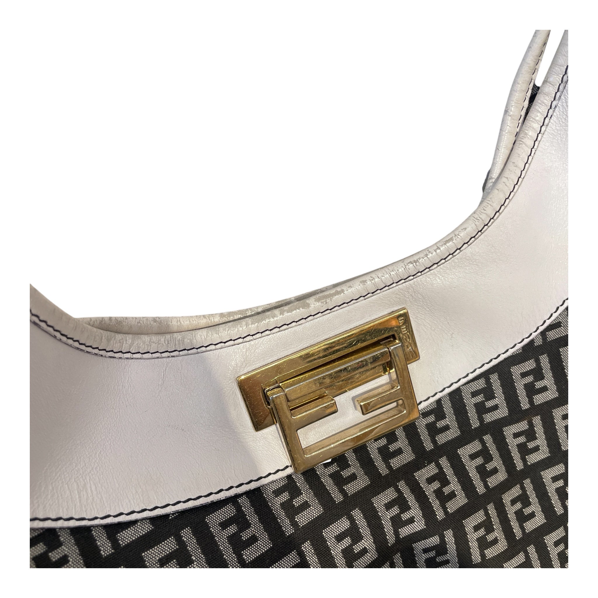 FENDI/Bag/Monogram/Cotton/BLK/ZUCCA HOBO/WHITE UPPER view 5