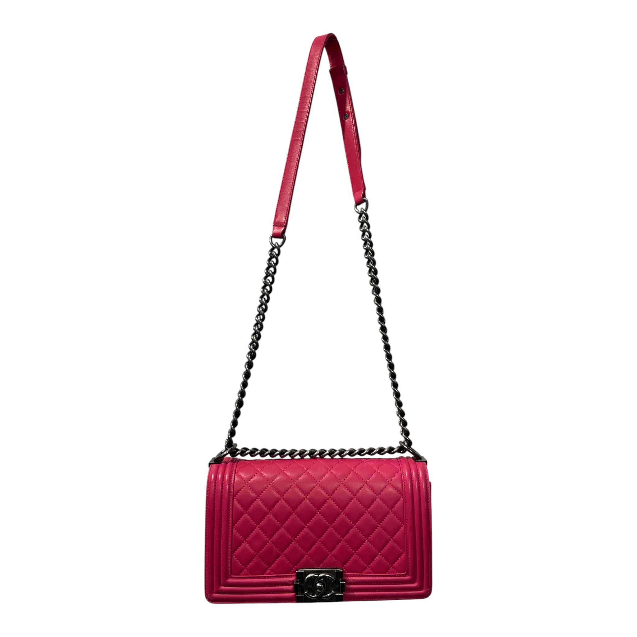 CHANEL/Cross Body Bag/Leather/PNK/BOYFLAP-HOTPNK view 1