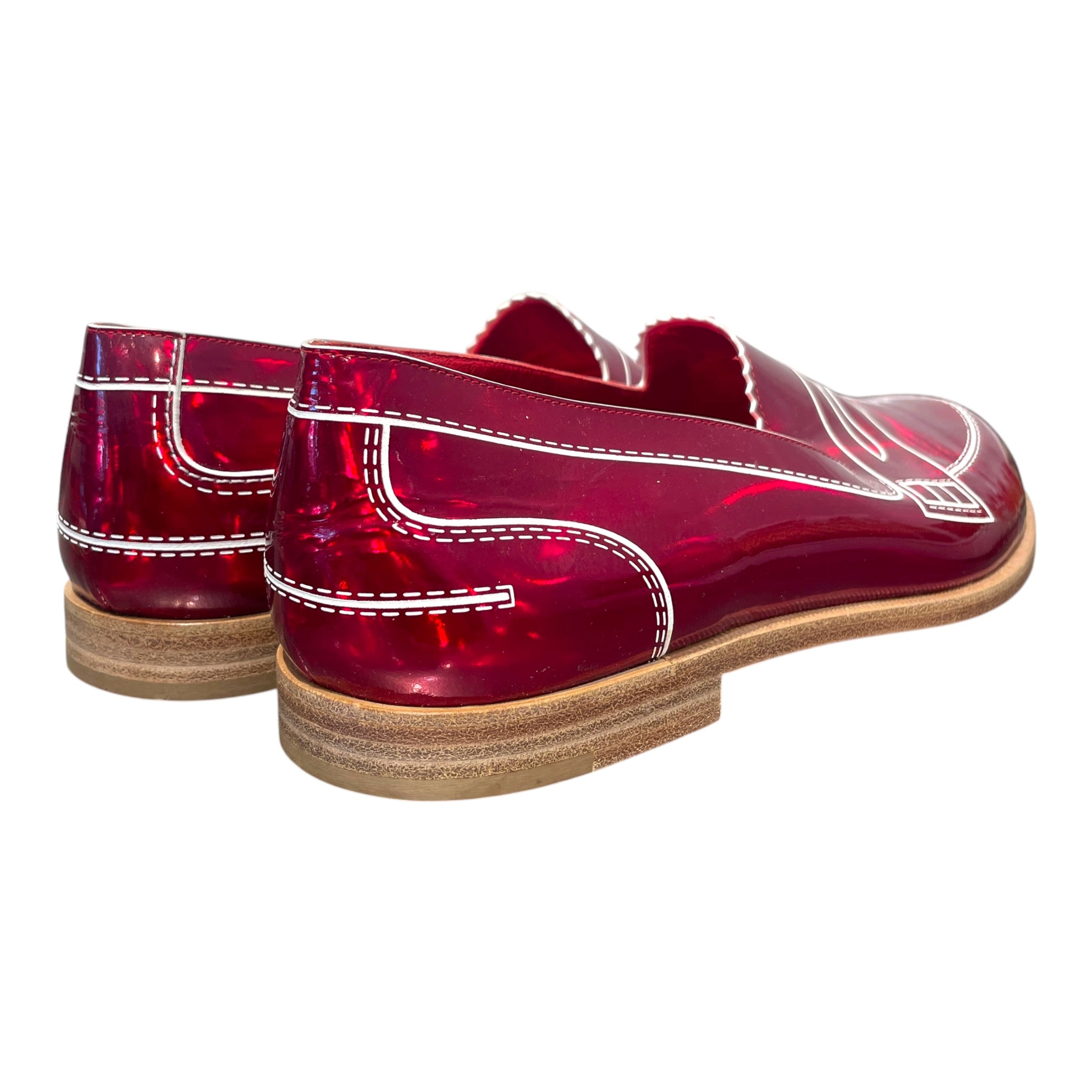 Christian Louboutin/Dress Shoes/EU 38.5/Iridescent/Polyester/RED/Mocalaureat Loafers view 2