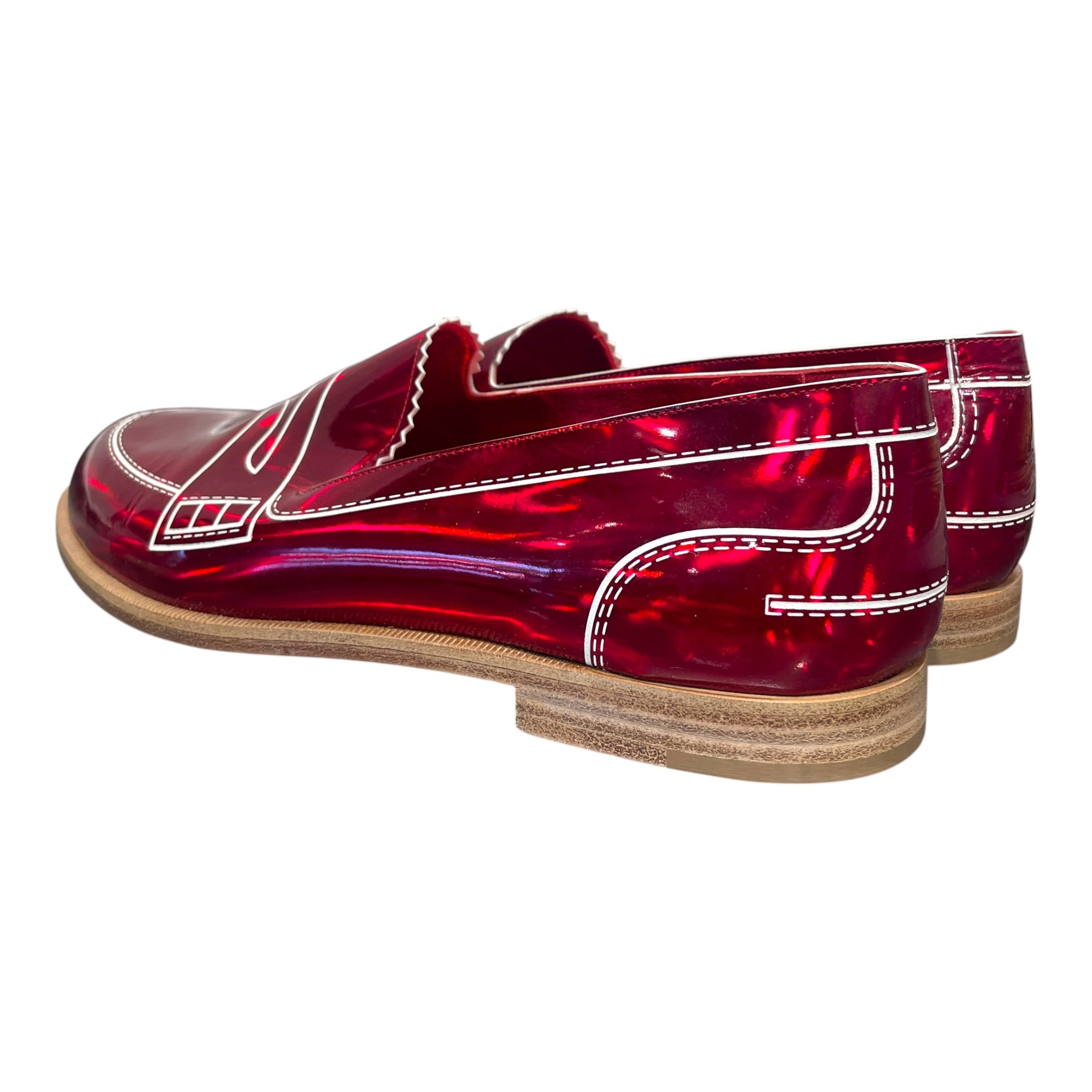 Christian Louboutin/Dress Shoes/EU 38.5/Iridescent/Polyester/RED/Mocalaureat Loafers view 3