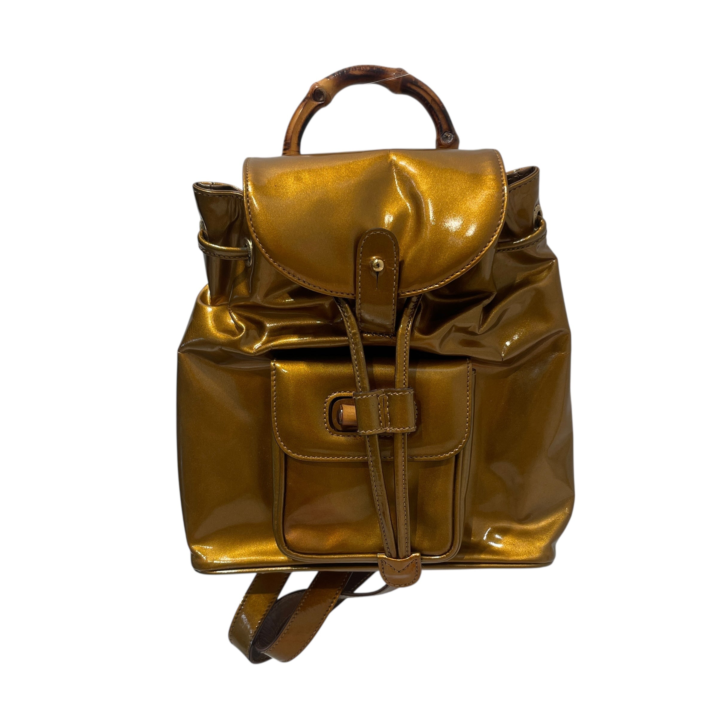 GUCCI/Backpack/Leather/GLD/Bamboo Gold Patent Backpack view 1