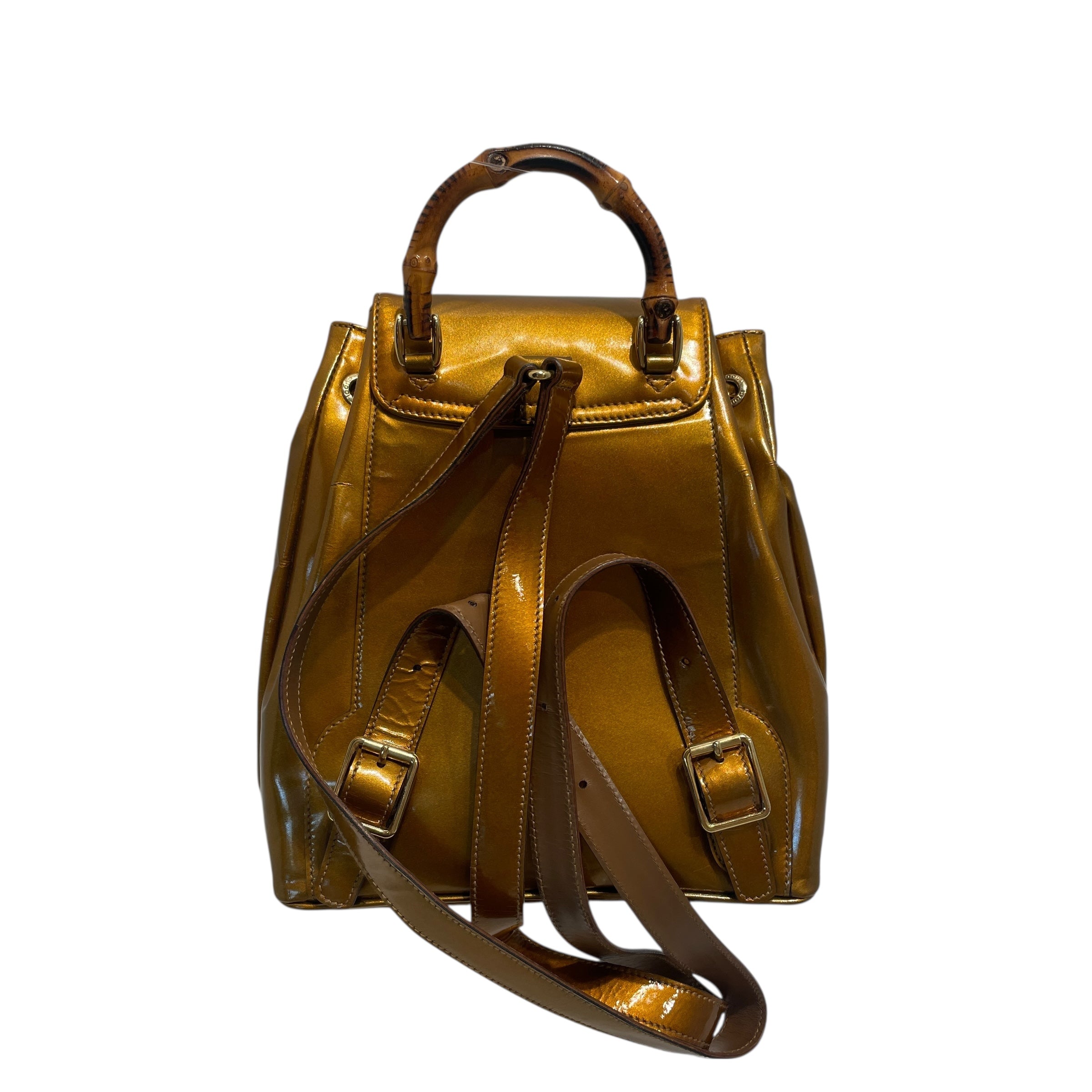 GUCCI/Backpack/Leather/GLD/Bamboo Gold Patent Backpack view 2