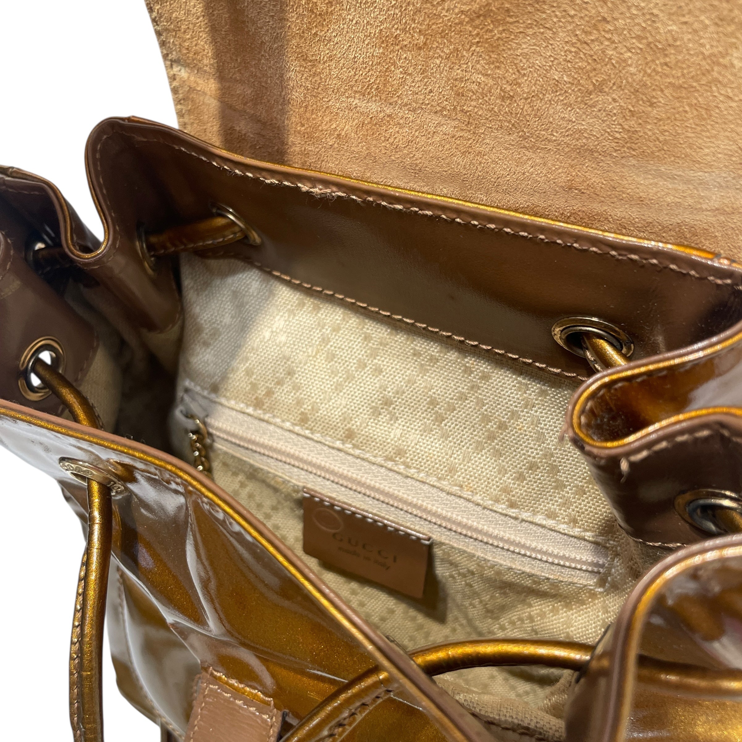 GUCCI/Backpack/Leather/GLD/Bamboo Gold Patent Backpack view 5