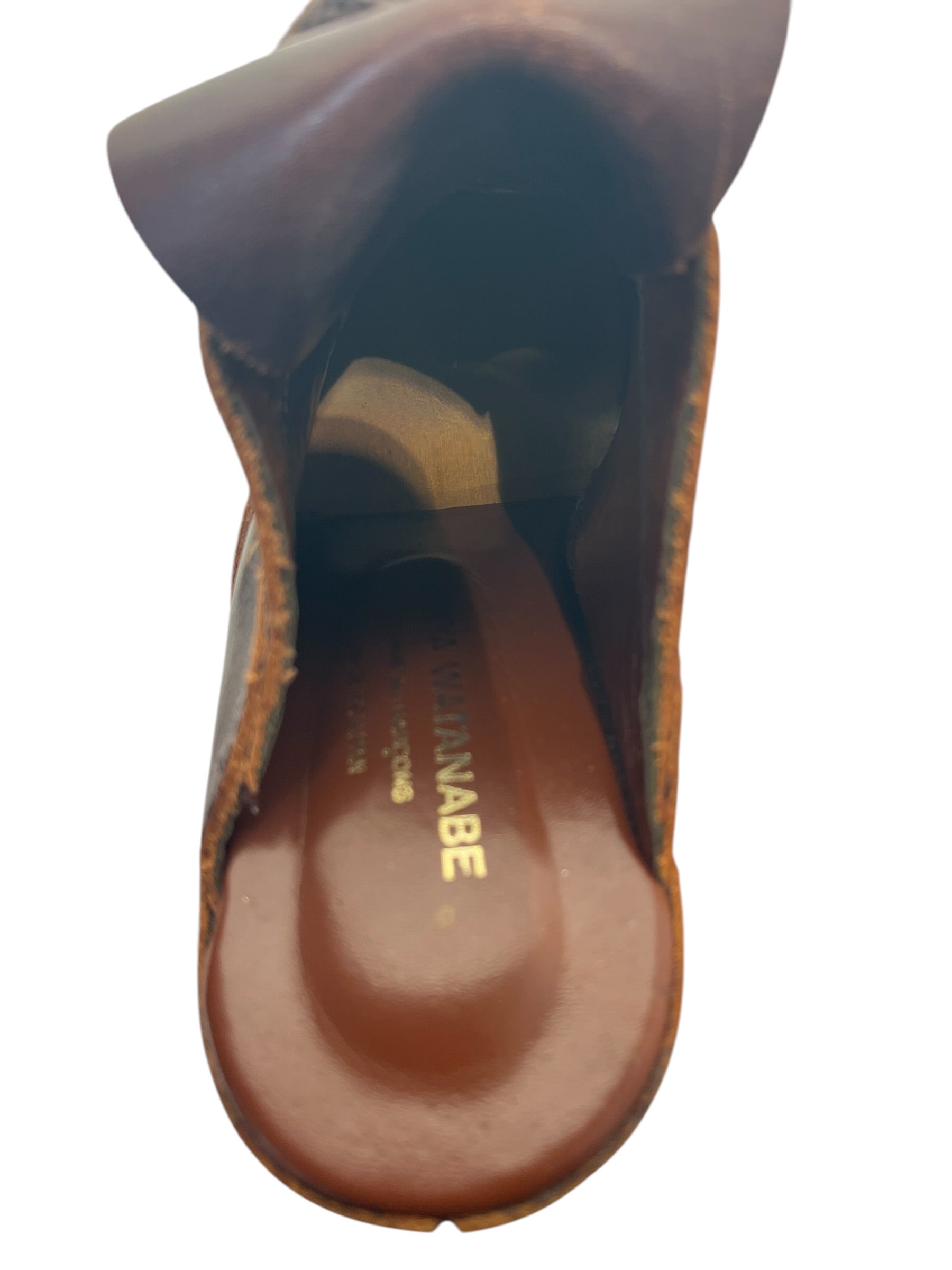 JUNYA WATANABE COMME des GARCONS/Sandals/S/Leather/BRW/wooden clogg kilitie accented view 3