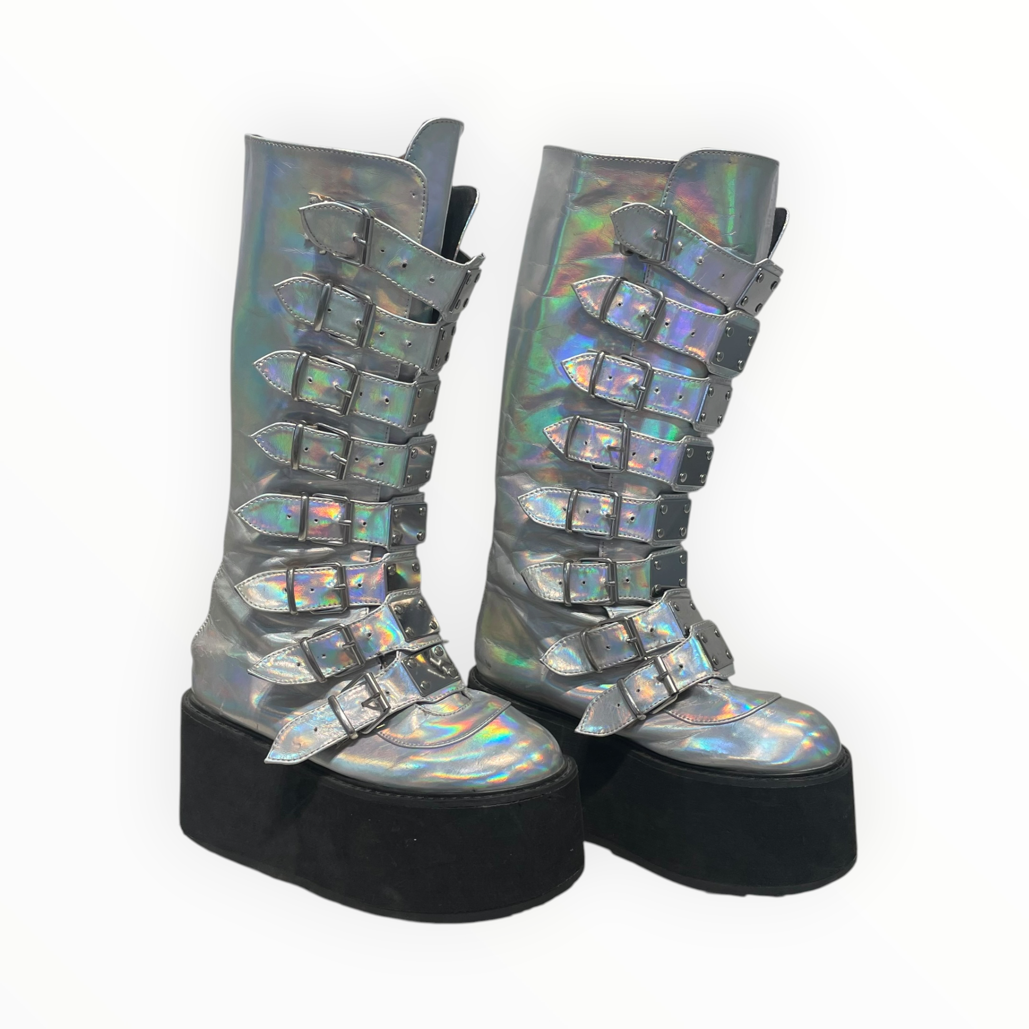 Demonia/Boots/OS/Iridescent/Faux Leather/MLT/Side Zip/DAMMED view 1
