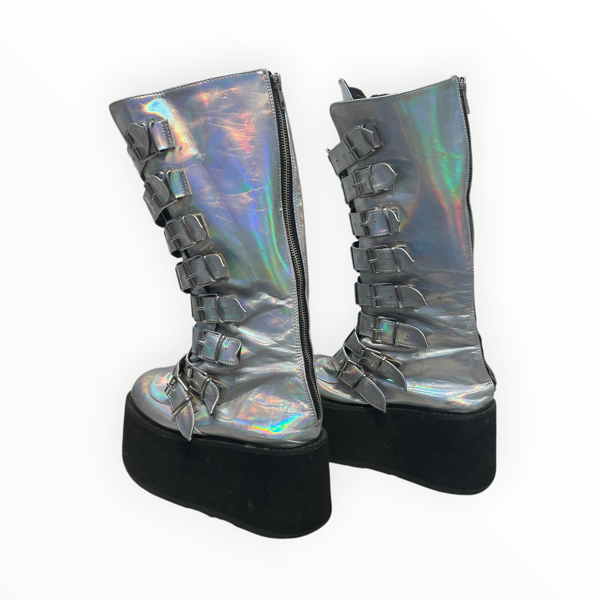 Demonia/Boots/OS/Iridescent/Faux Leather/MLT/Side Zip/DAMMED view 2