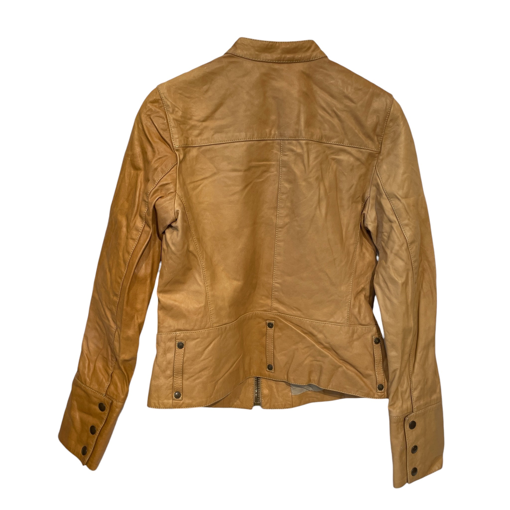 MIU MIU/Leather Jkt/40/Leather/BEG/WAISTBAND/2 ZIPPER POCKETS view 2