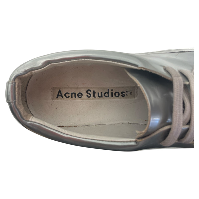 Acne Studios/Low-Sneakers/US 8.5/Leather/SLV/silver smiley face sneaker
