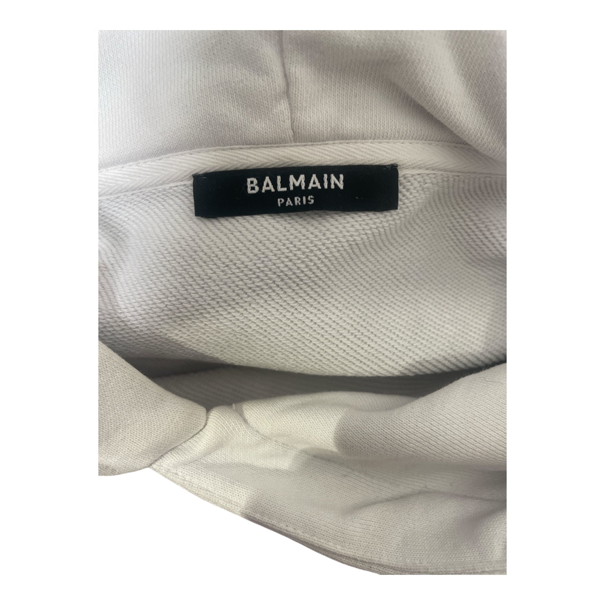 BALMAIN/Hoodie/XL/Graphic/Cotton/WHT/balmian paris view 3