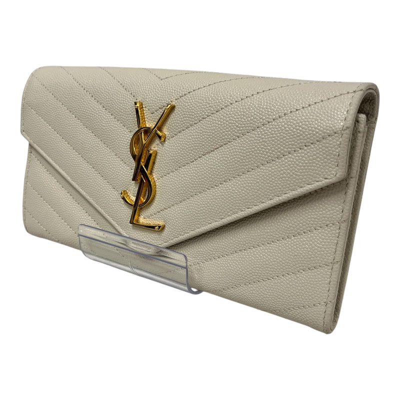 SAINT LAURENT/Long Wallet/Leather/CRM/LEATHER ENVELOPE LONG WALLET