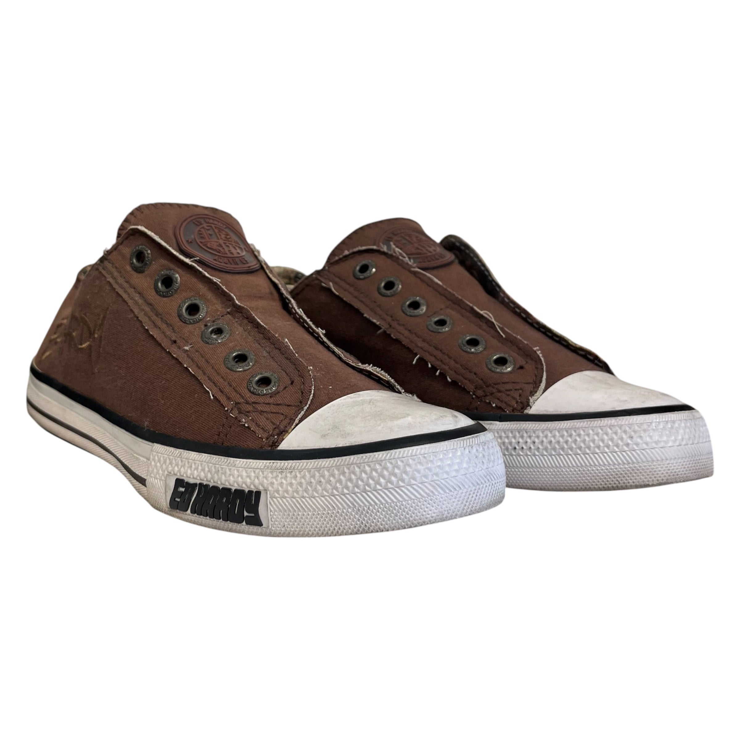 Ed Hardy/Low-Sneakers/US 8/BRW/stitching view 1