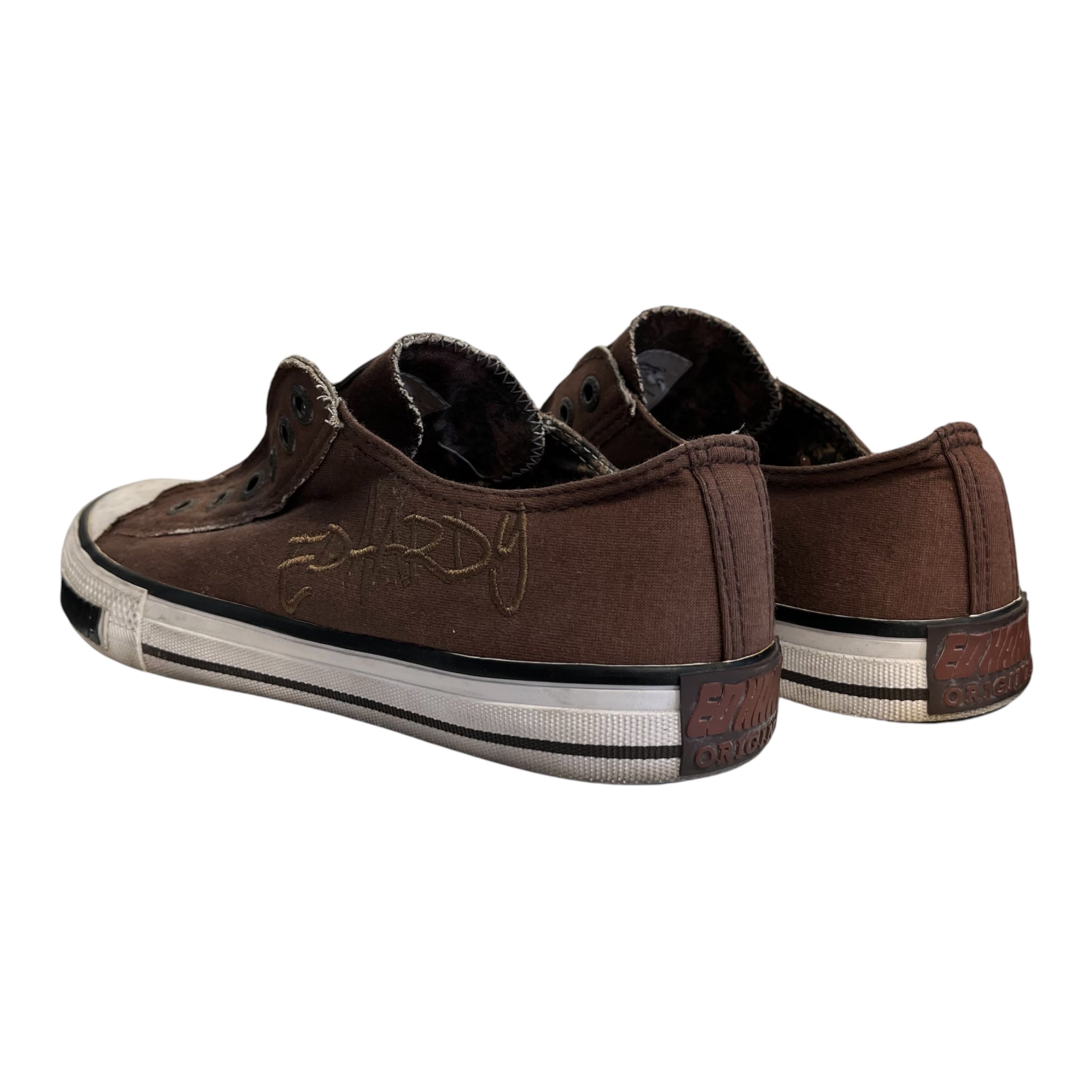 Ed Hardy/Low-Sneakers/US 8/BRW/stitching view 2