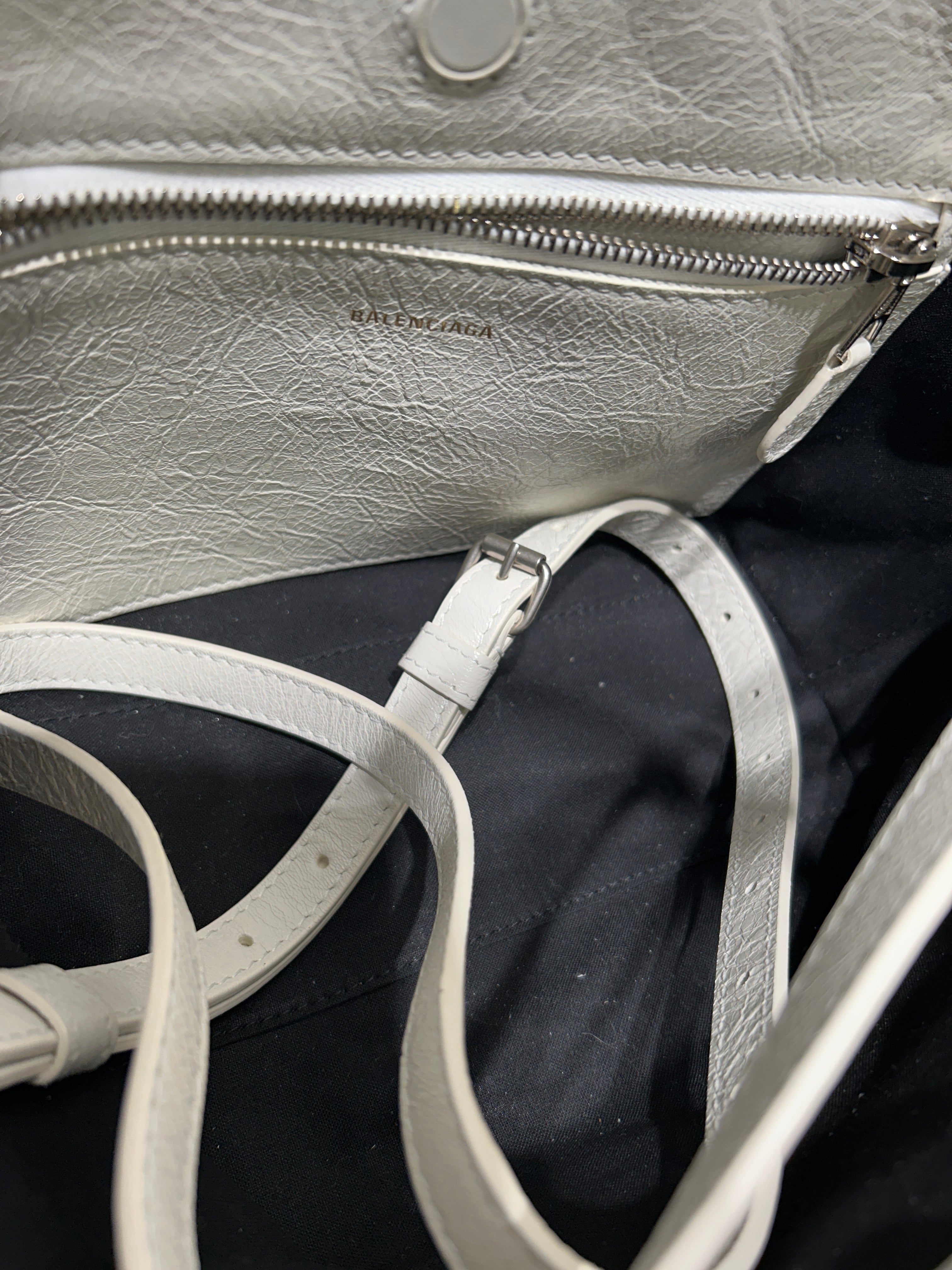 BALENCIAGA/Cross Body Bag/S/Cotton/WHT/QHXB474/LEATHER EDGES view 4