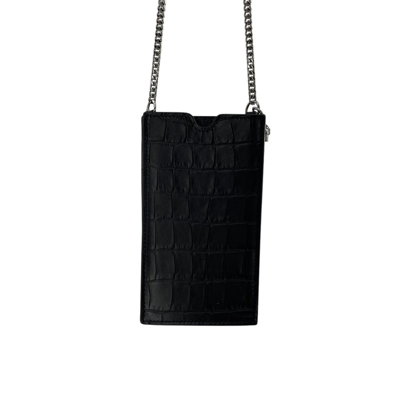 Alexander McQueen/Cross Body Bag/Leather/BLK/MOCK CROC CHAIN