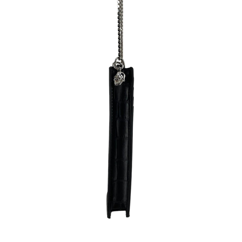 Alexander McQueen/Cross Body Bag/Leather/BLK/MOCK CROC CHAIN