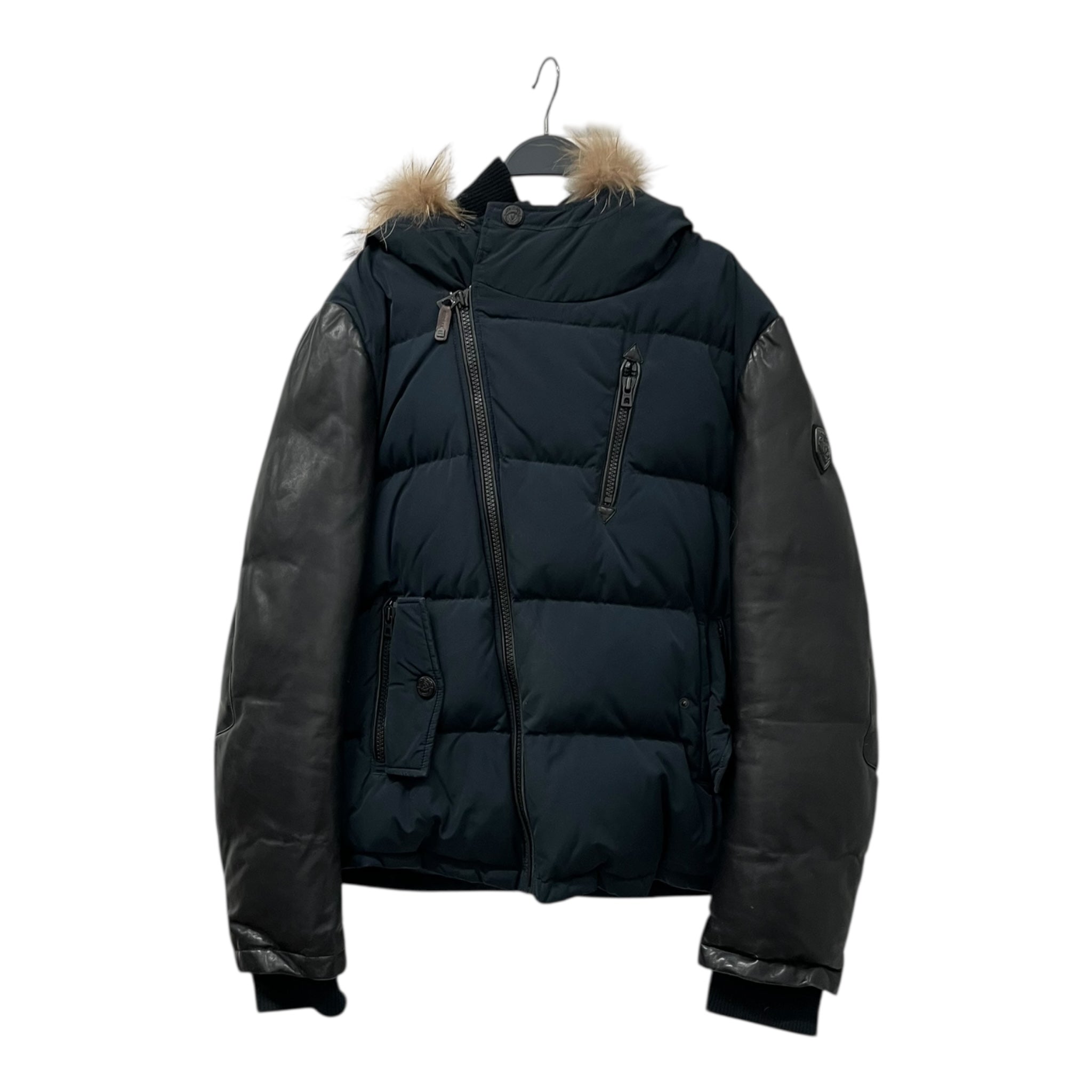 RUDSAK/Coat/XL/Border/Polyester/NVY/LEATHER SLEEVE/DETACHABLE INNE view 1