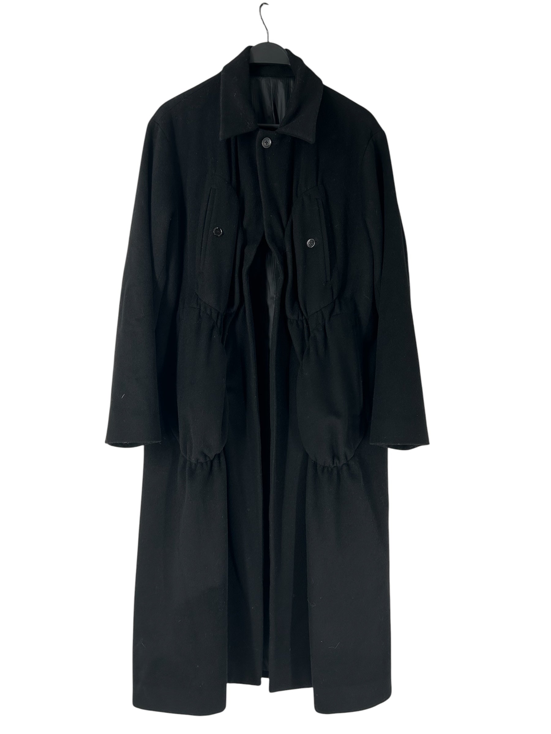 POST ARCHIVE FACTION/Trench Coat/S/Wool/BLK/Shirring view 1