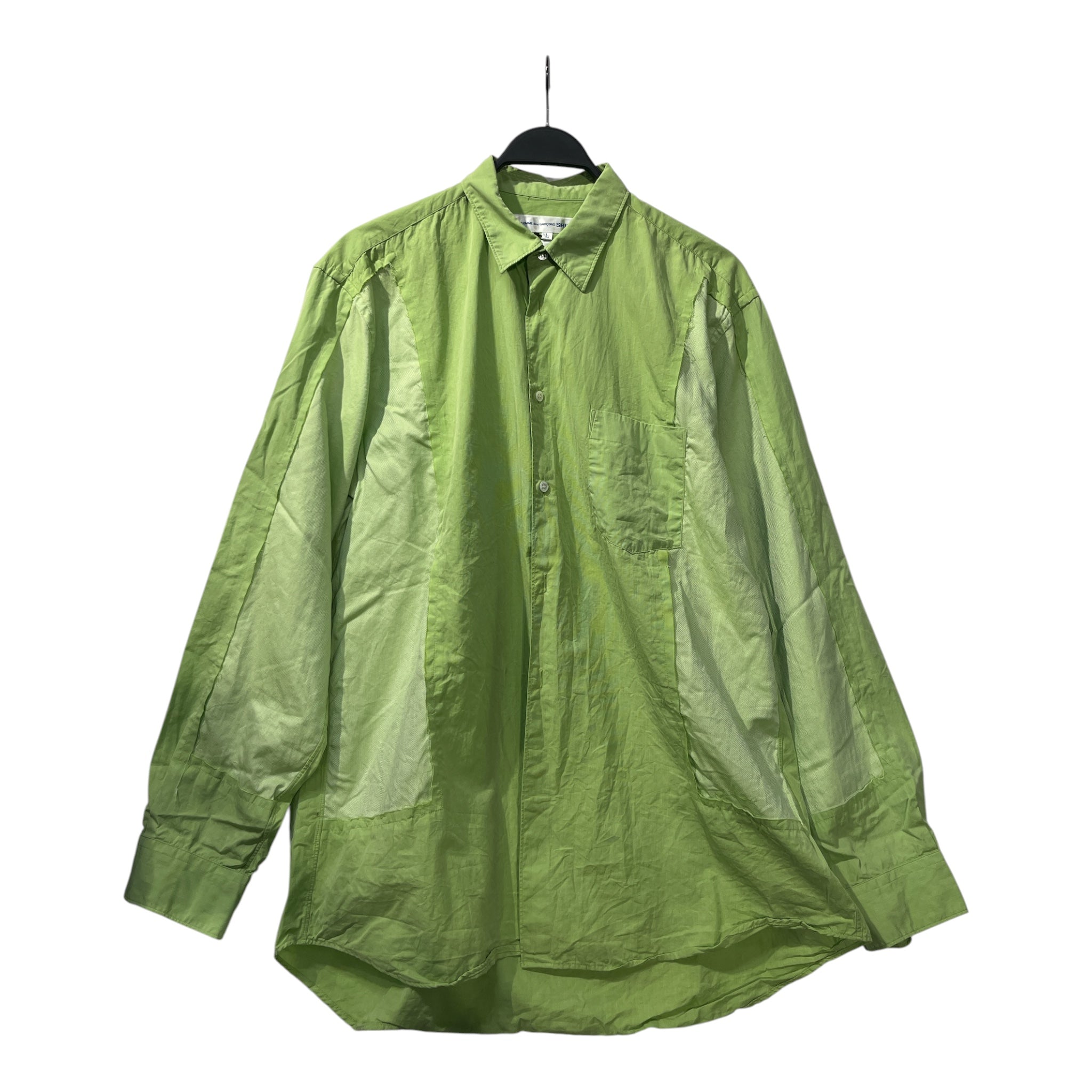 COMME des GARCONS SHIRT/LS Shirt/L/Cotton/GRN/LIME GREEN WITH CUT OUT view 1