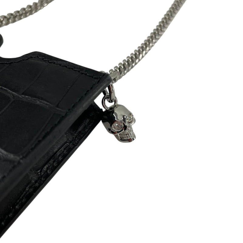 Alexander McQueen/Cross Body Bag/Leather/BLK/MOCK CROC CHAIN