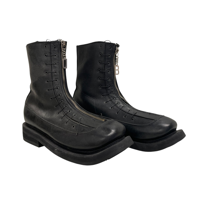 DIRK BIKKEMBERGS/Boots/US 7.5/Leather/BLK/Square Toe/Zipper in Center