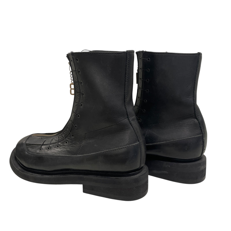 DIRK BIKKEMBERGS/Boots/US 7.5/Leather/BLK/Square Toe/Zipper in Center