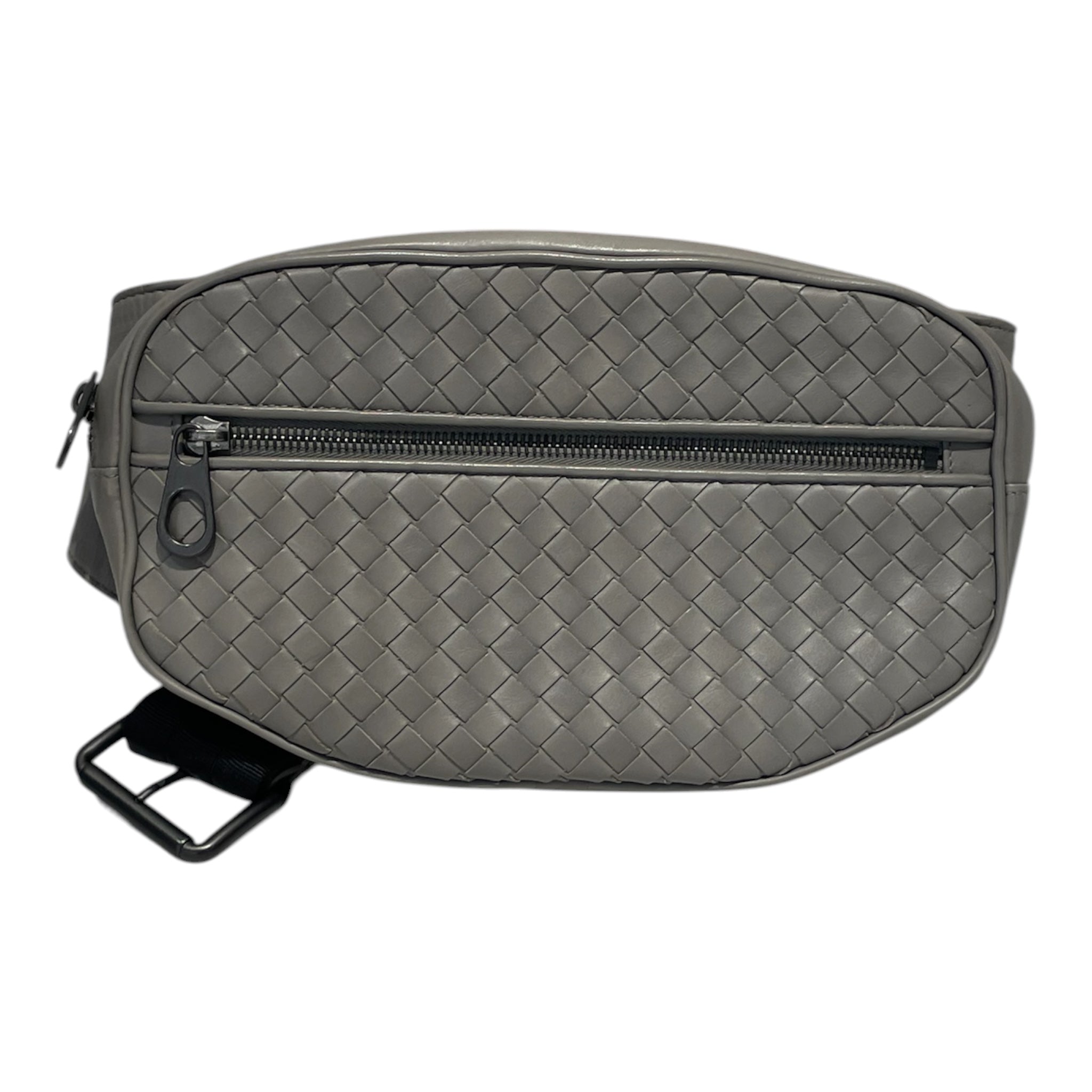 BOTTEGA VENETA/Cross Body Bag/Leather/GRY/Intrcciato Waist Bag view 1