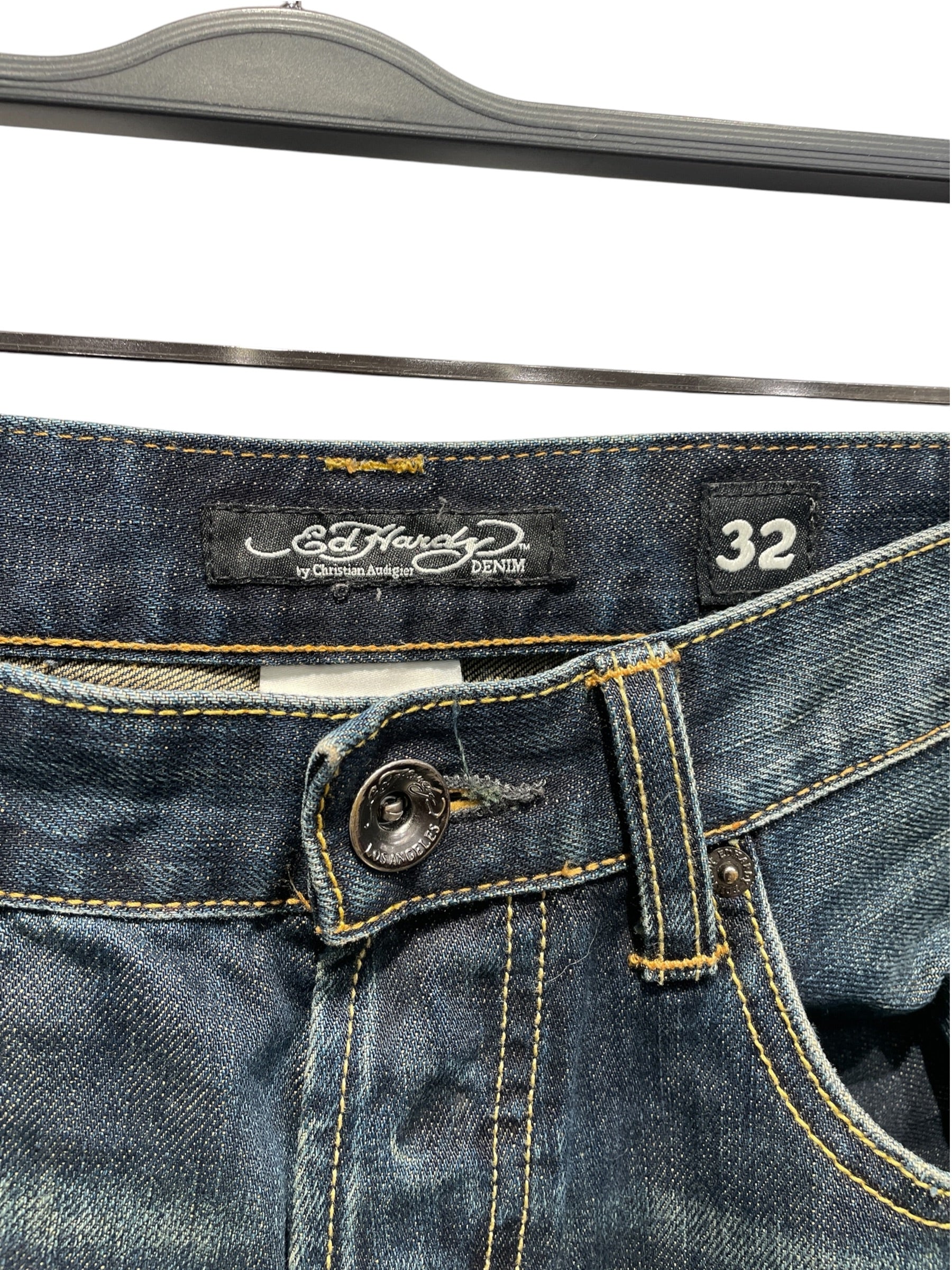 Ed Hardy/Straight Pants/32/Cotton/NVY/Embroidered Dragon Jeans view 3