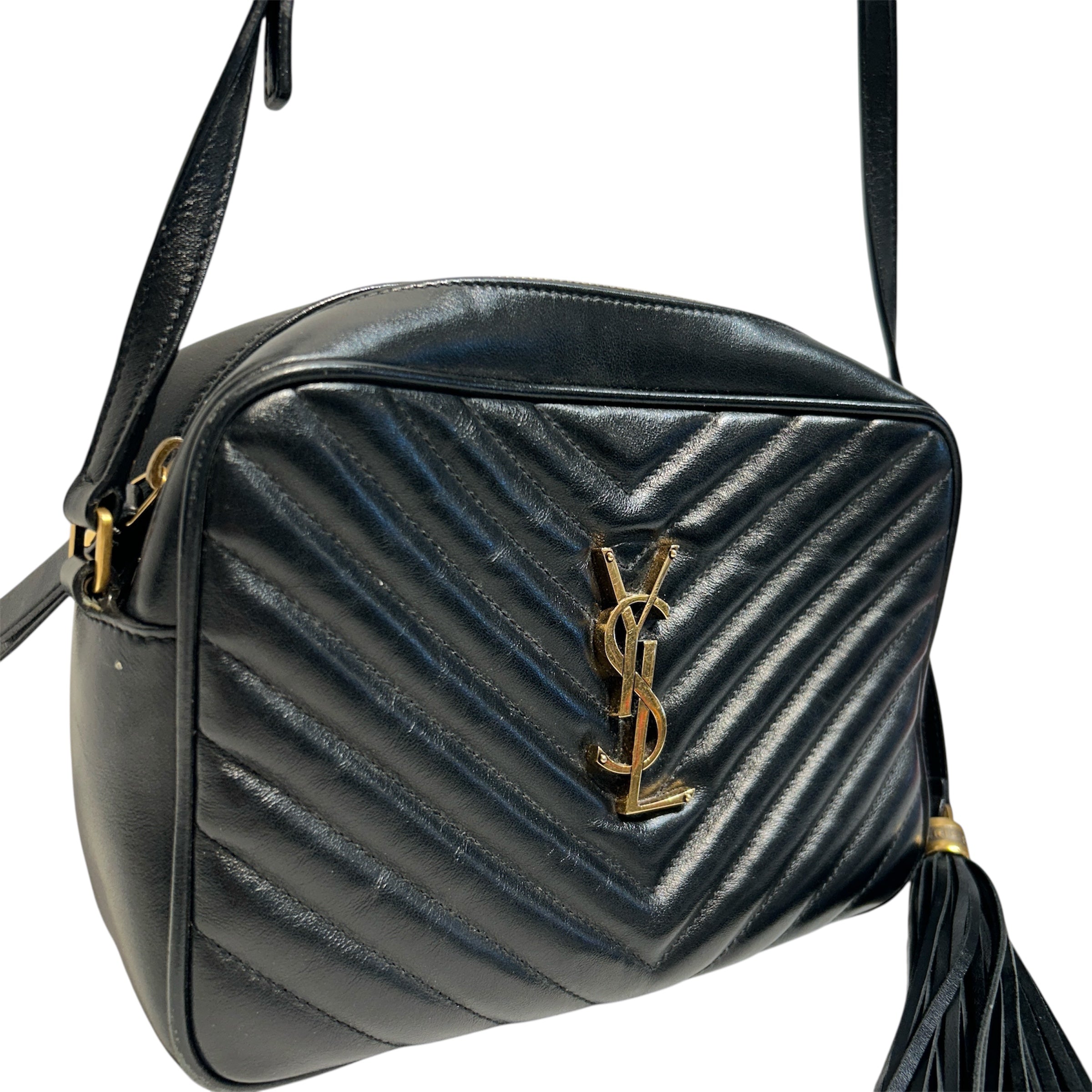 SAINT LAURENT/Cross Body Bag/Leather/BLK/lou camera quilted view 6
