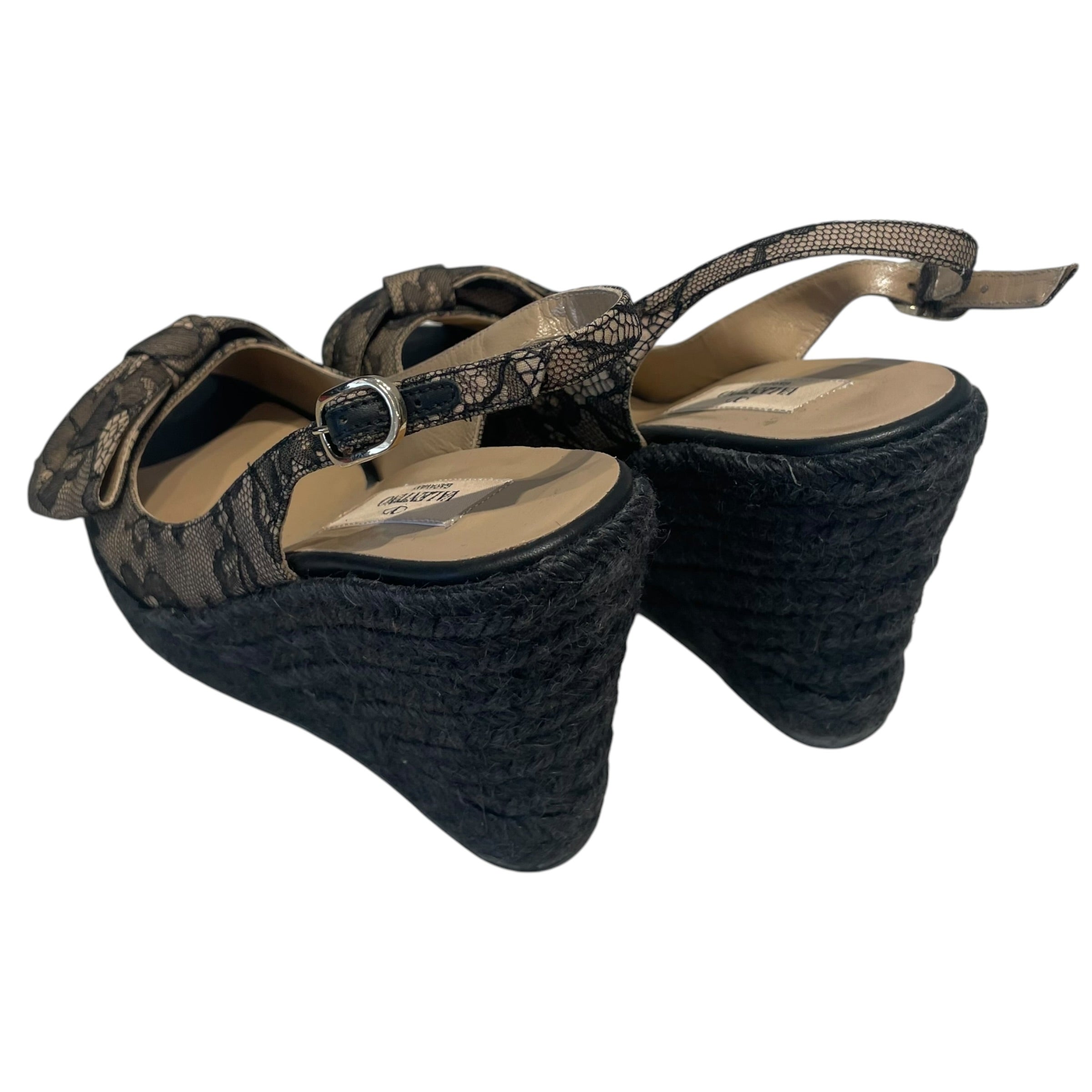 VALENTINO/Heels/EU 37/BLK/Lace Bow Espadrille Wedge view 2