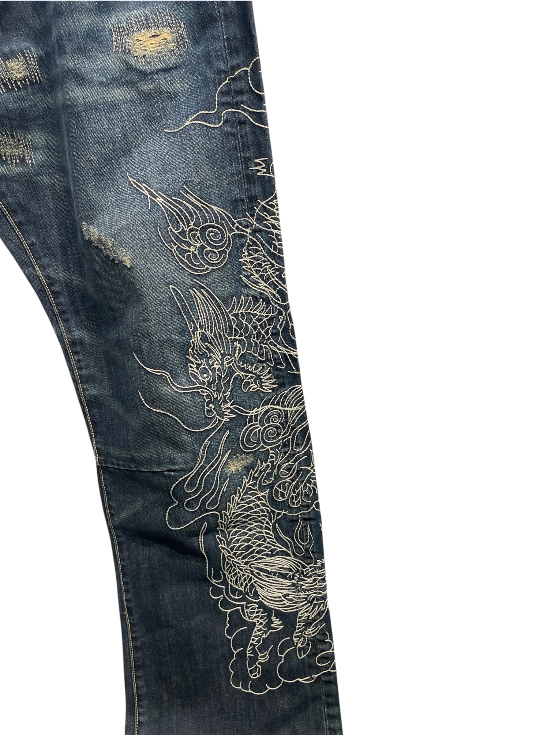 Ed Hardy/Straight Pants/32/Cotton/NVY/Embroidered Dragon Jeans view 5
