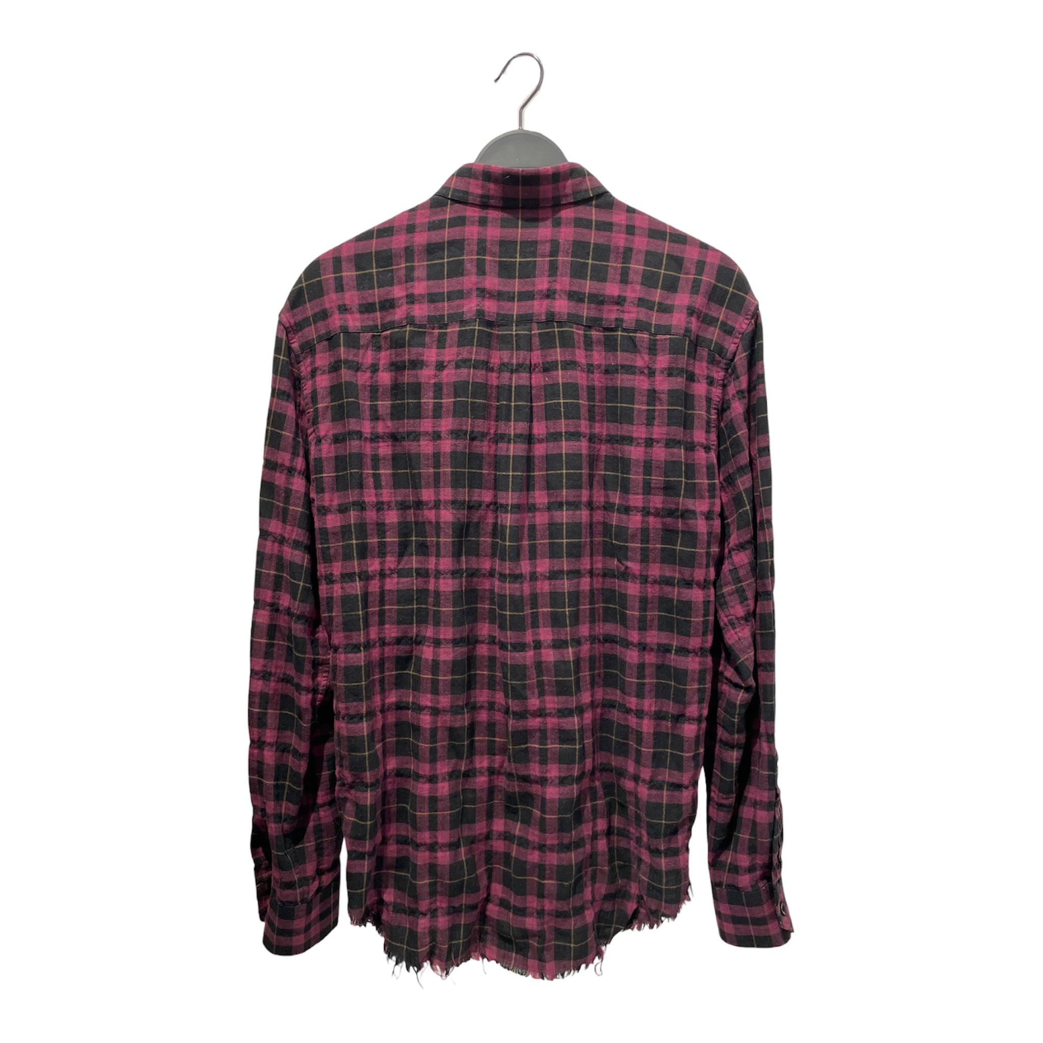 SAINT LAURENT/LS Shirt/39/Cotton/PPL/Plaid/SS16 RAW HEM view 2