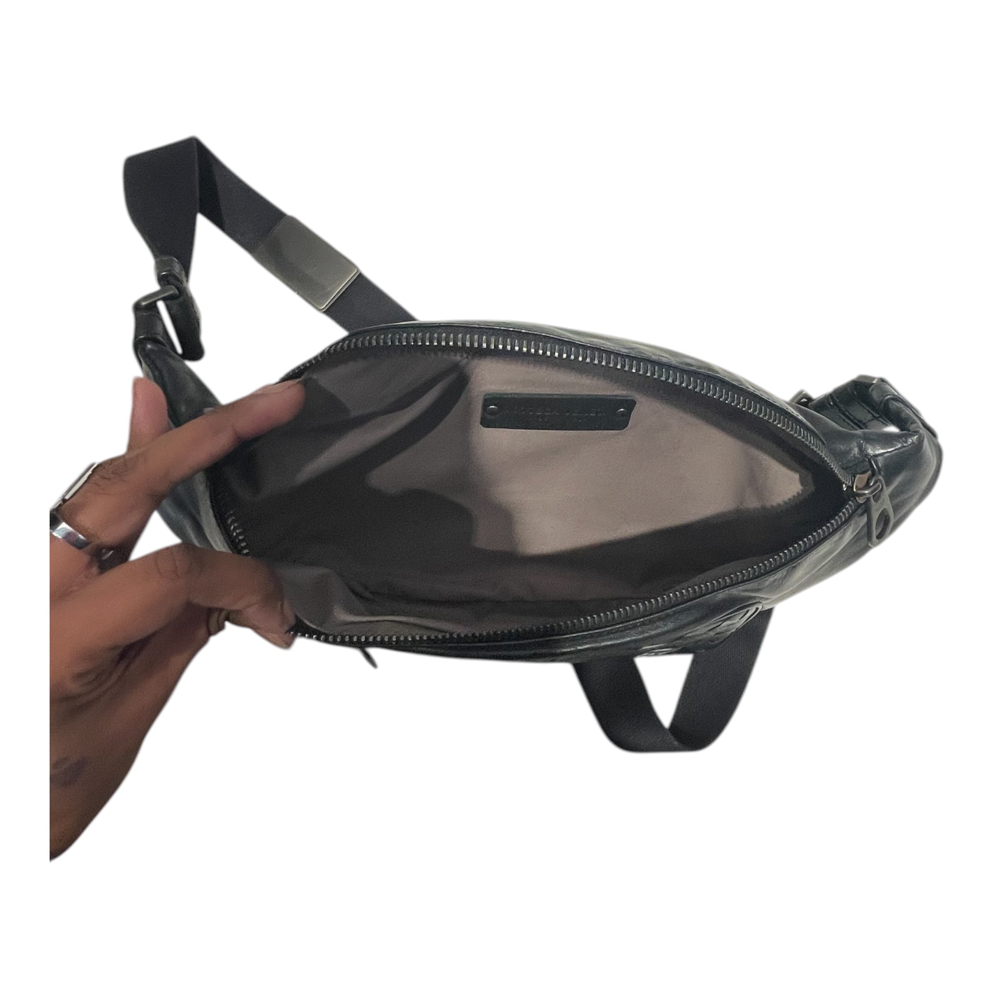 BOTTEGA VENETA/Fanny Pack/Leather/BLK/Intrecciato Leather Waist Bag view 3