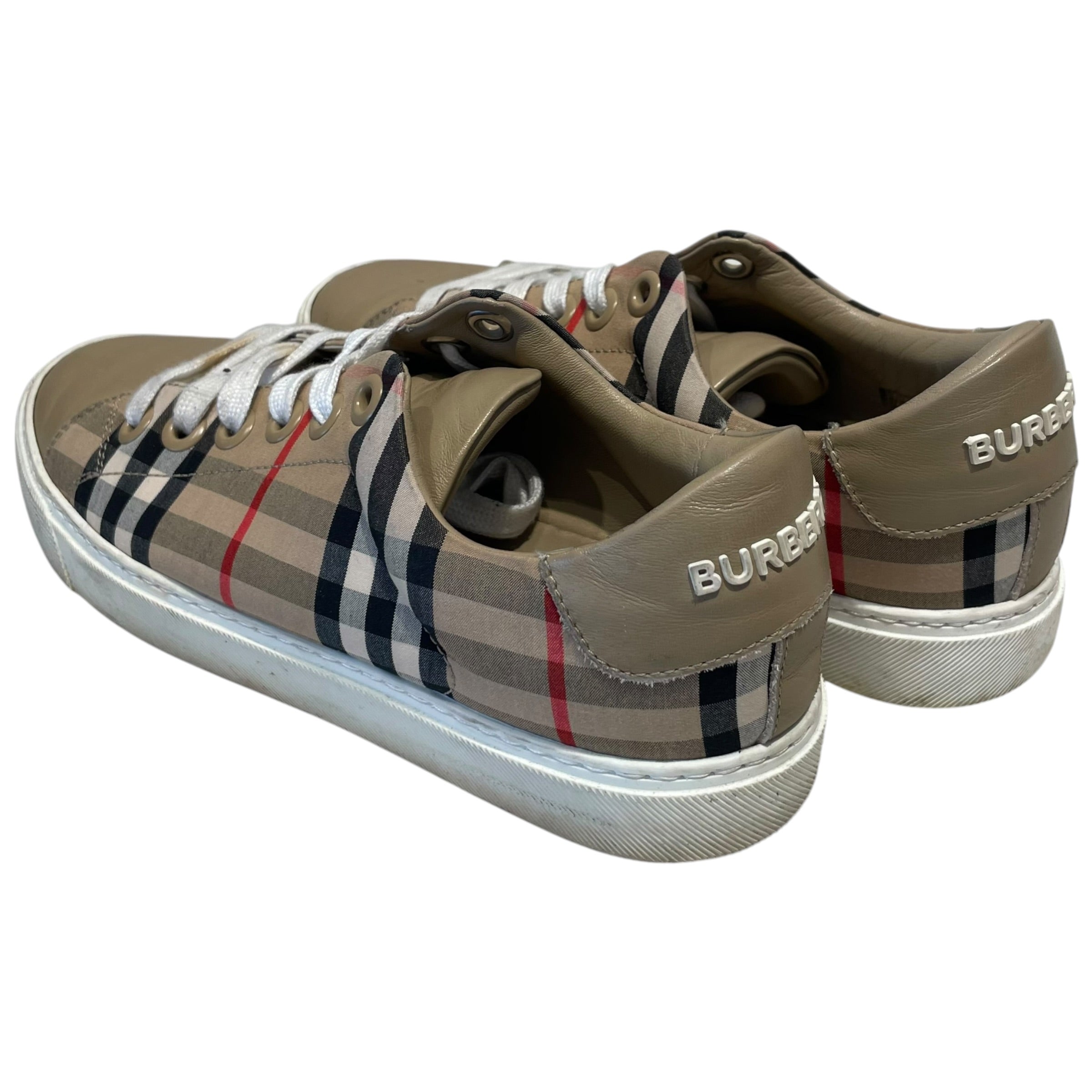 BURBERRY/Low-Sneakers/US 5.5/Plaid/Leather/BEG/Signature Paid Sneakers view 2