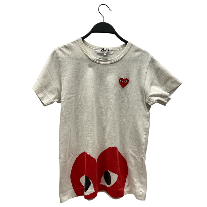 PLAY COMME des GARCONS/T-Shirt/M/Cotton/WHT/Graphic/Patch Logo Botton Logo