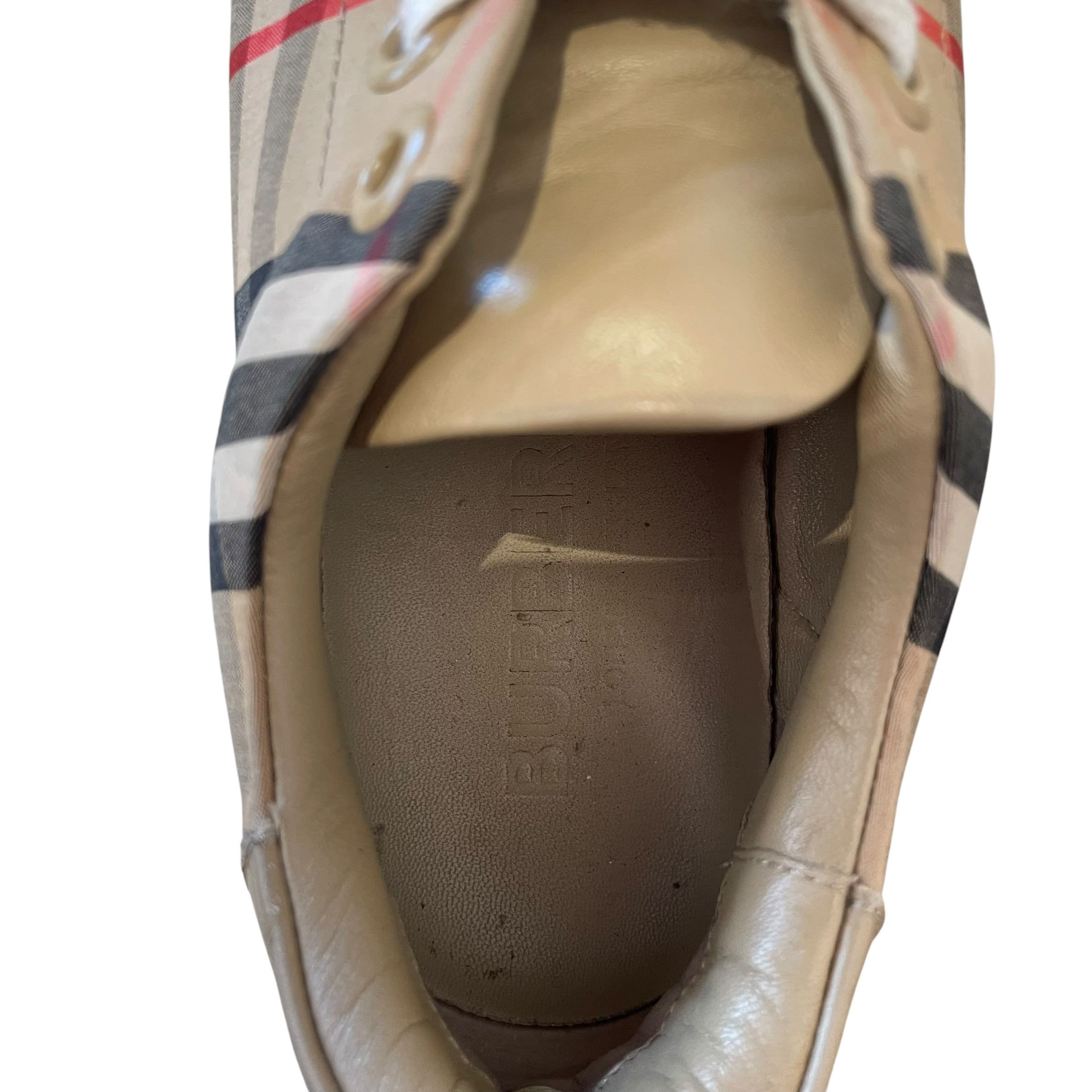 BURBERRY/Low-Sneakers/US 5.5/Plaid/Leather/BEG/Signature Paid Sneakers view 3