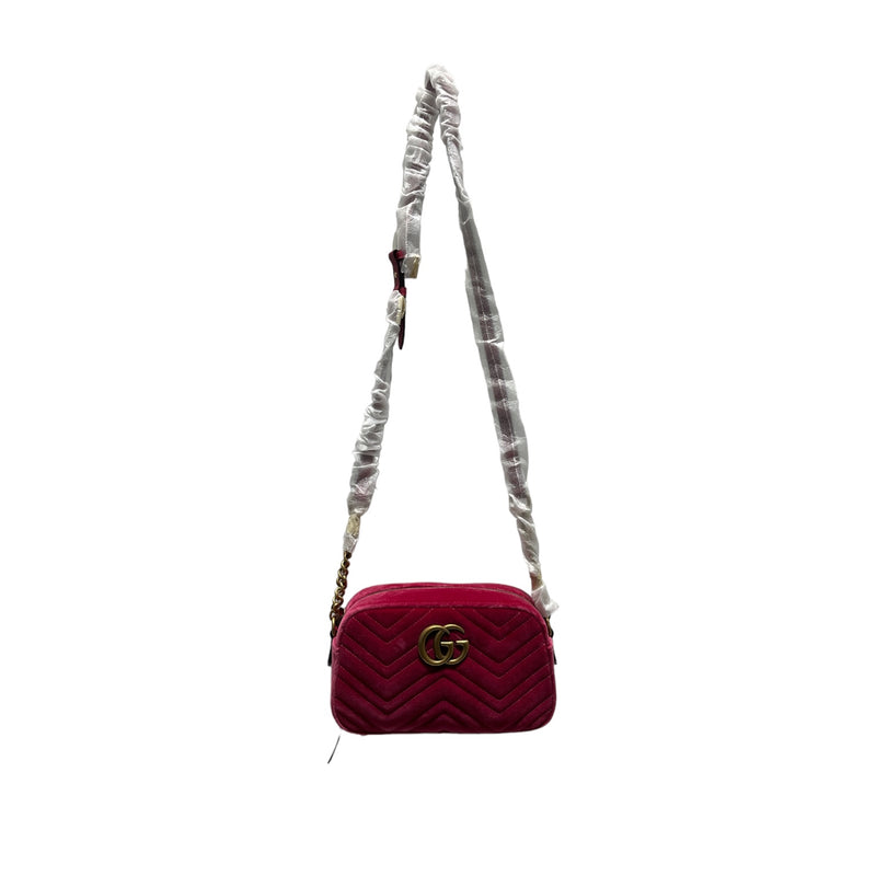 GUCCI/Cross Body Bag/Velour/PNK/MARMONT CROSSBODY BAG