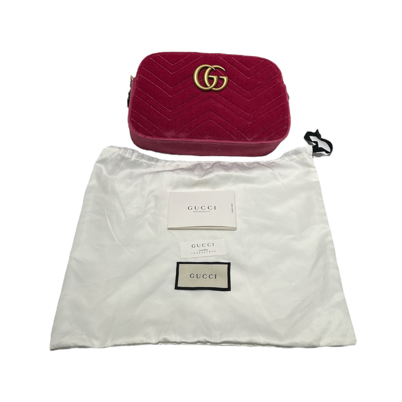 GUCCI/Cross Body Bag/Velour/PNK/MARMONT CROSSBODY BAG