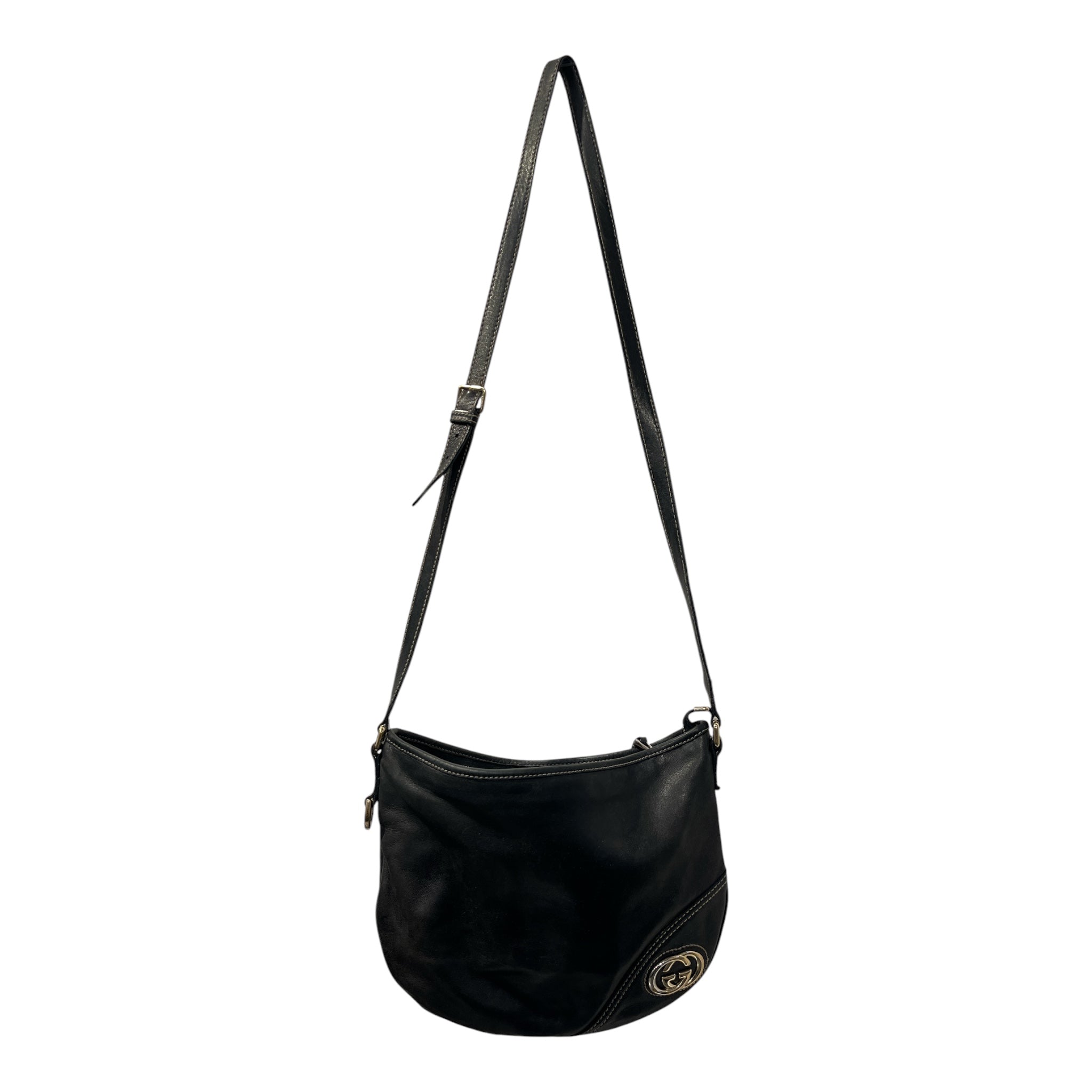 GUCCI/Cross Body Bag/Leather/BLK/HOBO RED WHITE GREEN INT. view 1