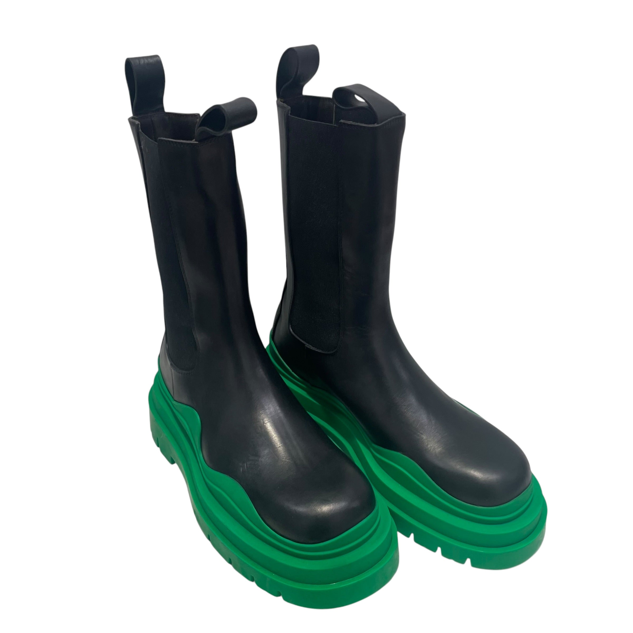 BOTTEGA VENETA/Boots/EU 39/Leather/BLK/8 Hole/bottega green boot view 1