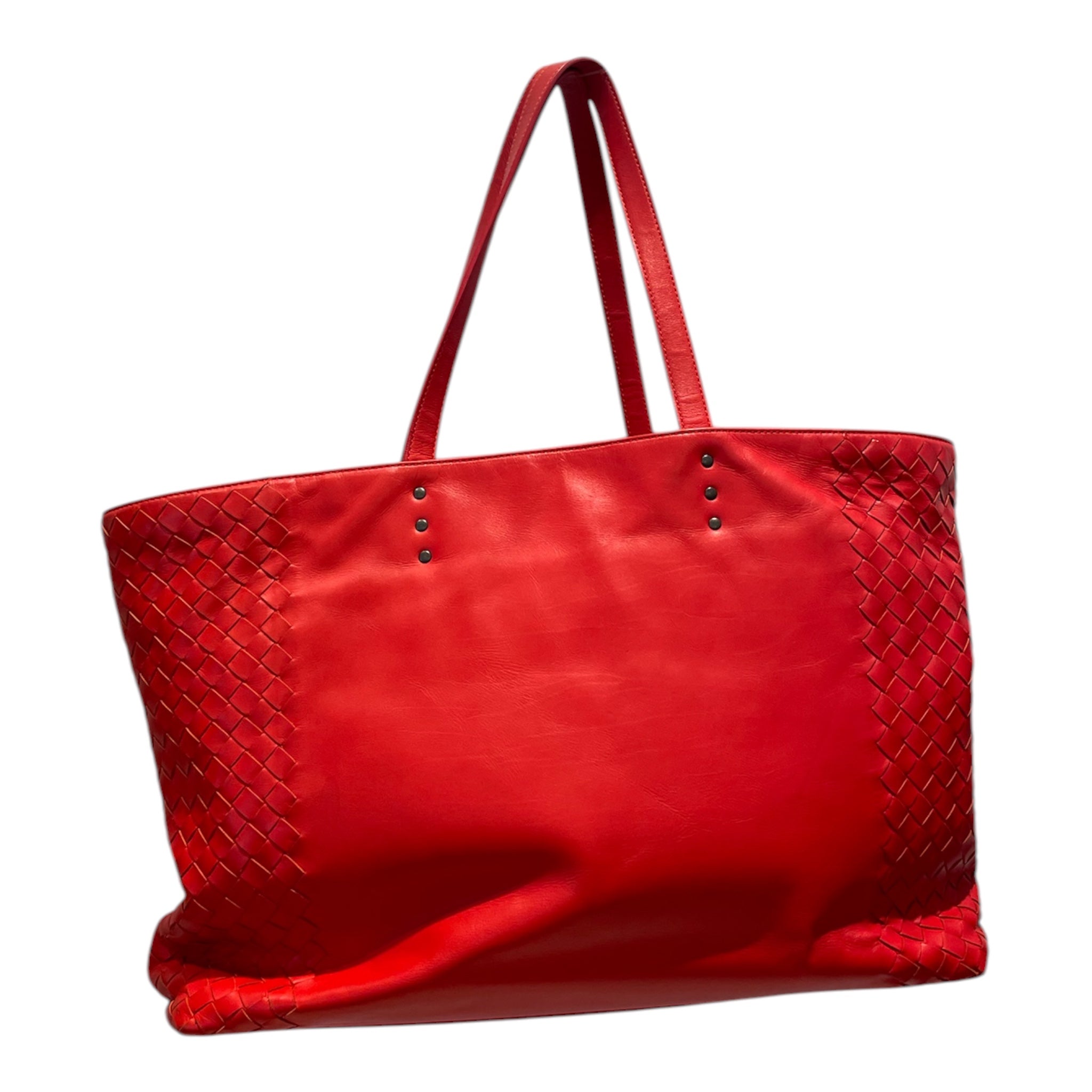 BOTTEGA VENETA/Tote Bag/Leather/RED/Intrecciato Panel Leather Tote view 1