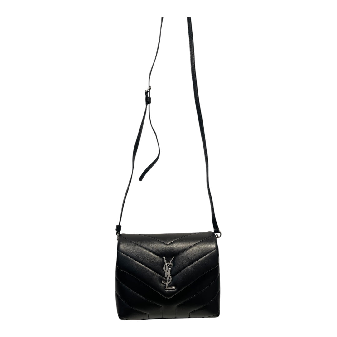 YVES SAINT LAURENT/Cross Body Bag/OS/Leather/BLK/QUILTED SLV LOGO view 1