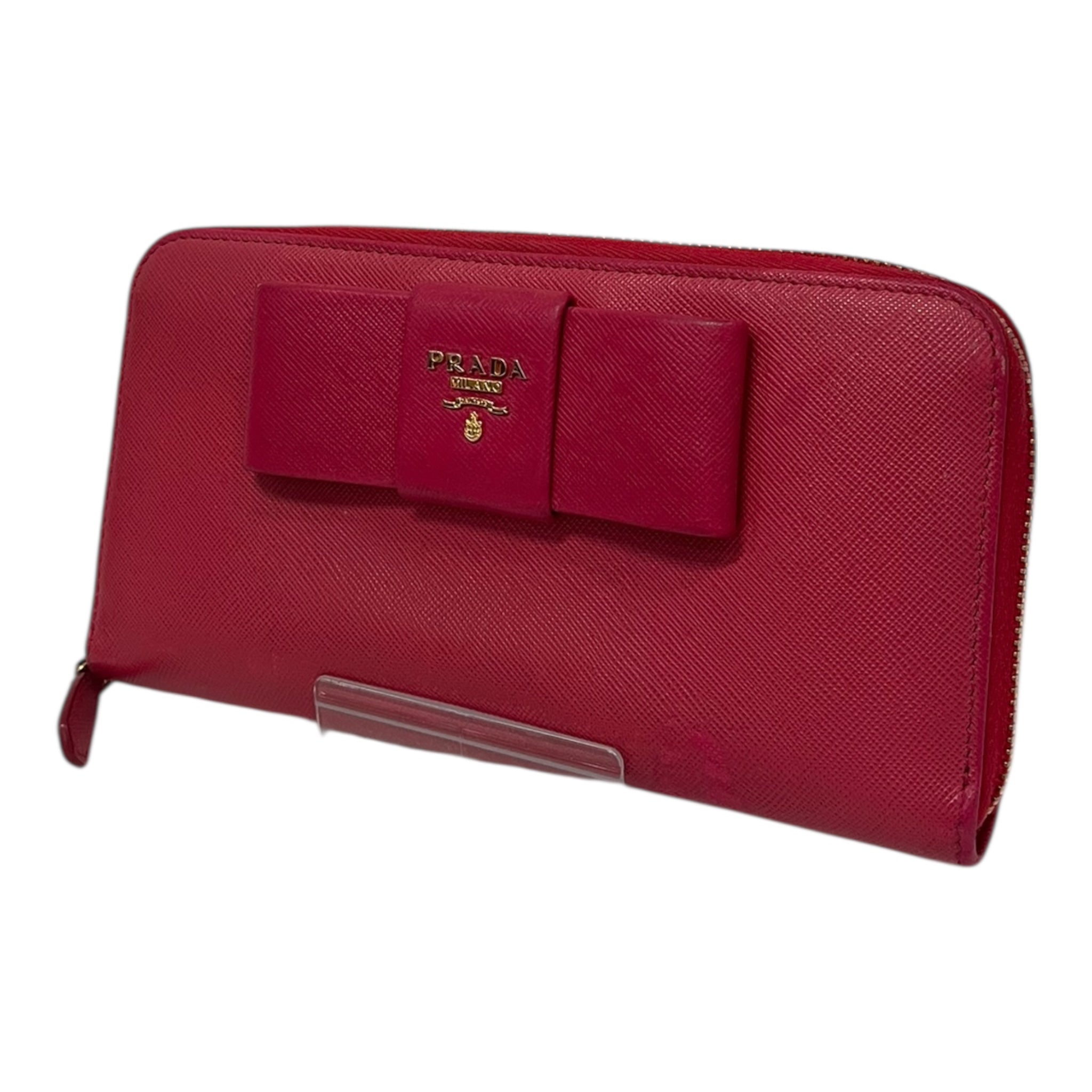PRADA/Long Wallet/Leather/PNK/BOW WALLET view 1