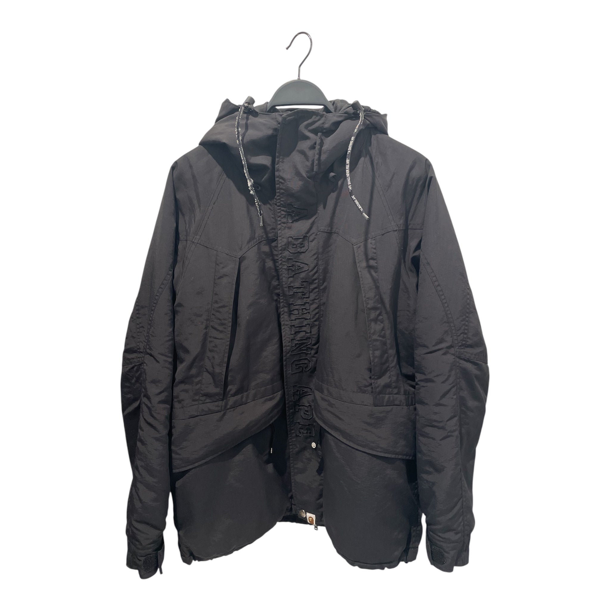 A BATHING APE/Jacket/XL/Nylon/BLK/verticle front logo view 1